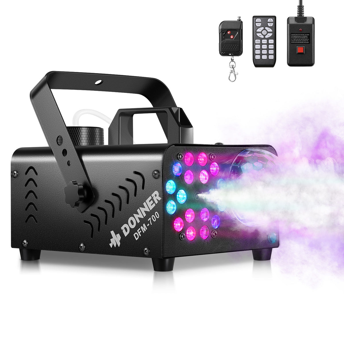 Donner Fog Machine with Disco Ball, 1000W, 4000 CFM, 18 RGB LED Lights Halloween Smoke Machine for Party, DFM-700