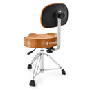 Donner Brown Drum Throne with Backrest Hydraulic Adjustable Height Motorcycle-Style Seat