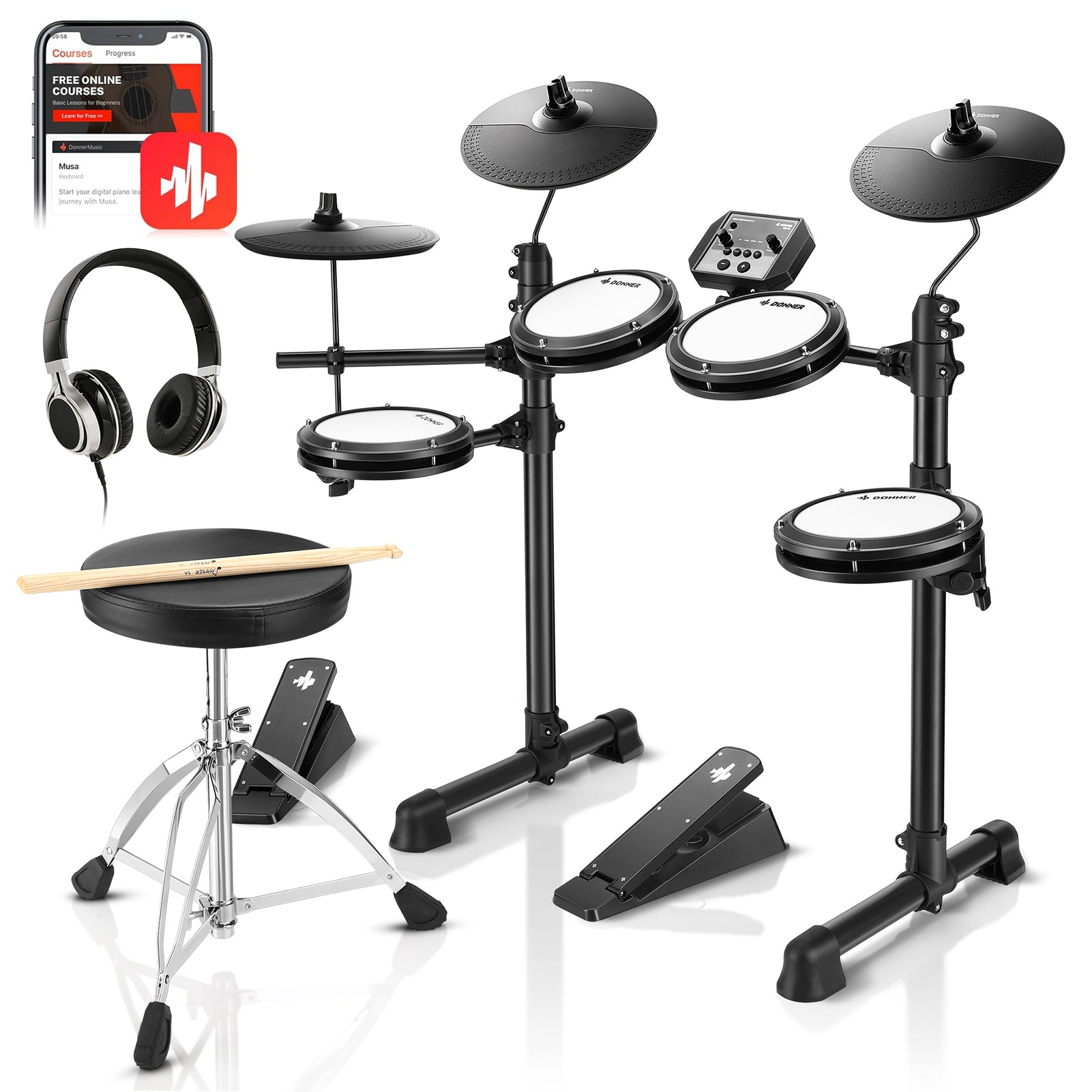Donner DED-80 Budget Electronic Drum Kit-Black##