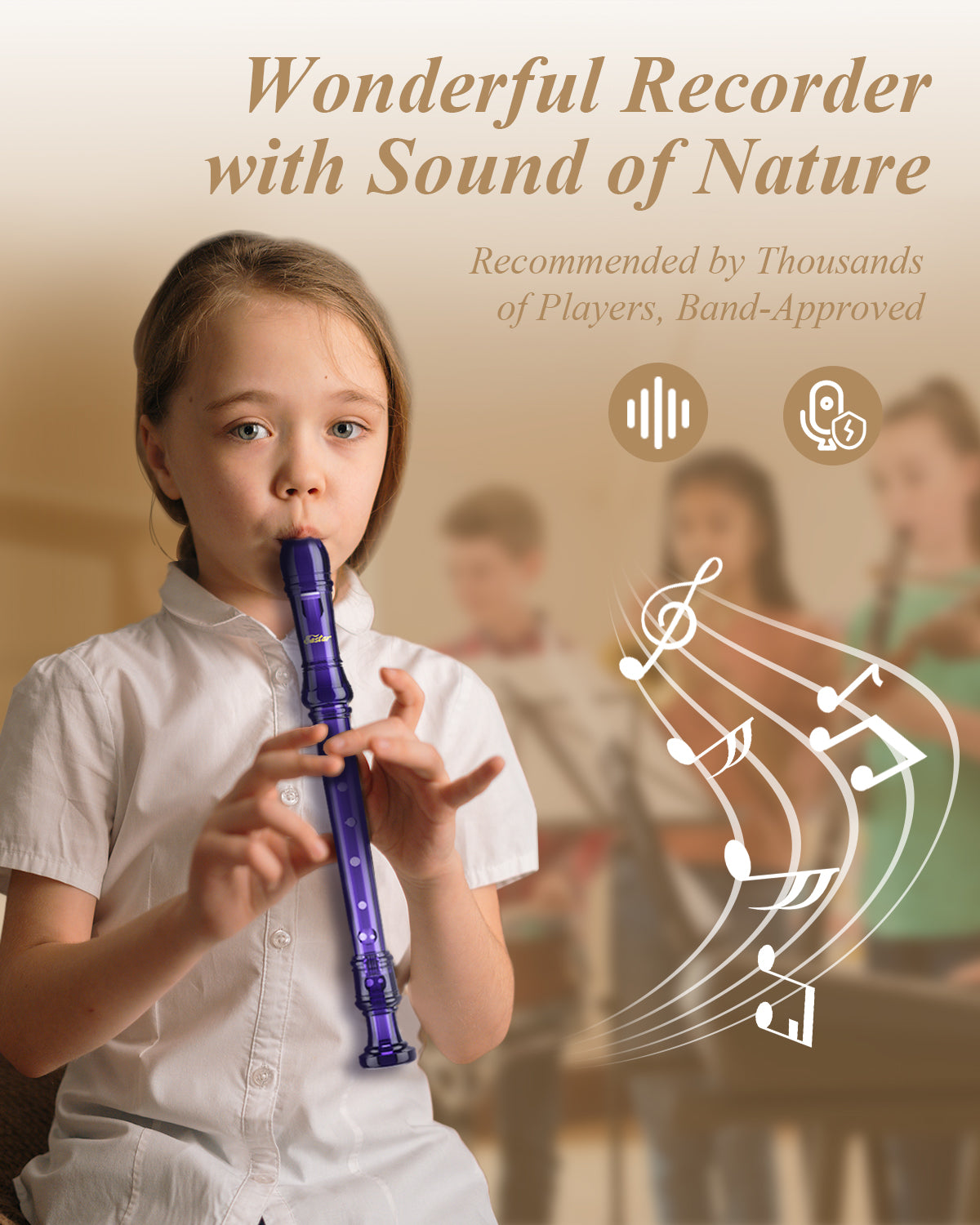 Eastar Soprano Recorder Instrument for Kids Students Beginners, German fingering C Key Recorder Instrument 3 Piece with Cleaning Kit, Storage Bag, Fingering Chart, School-Approved,Pueple/Green-Purple##