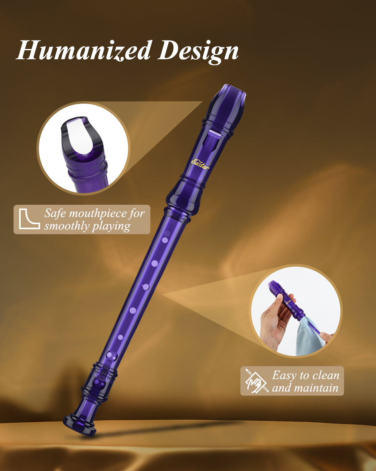 Eastar Soprano Recorder Instrument for Kids Students Beginners, German fingering C Key Recorder Instrument 3 Piece with Cleaning Kit, Storage Bag, Fingering Chart, School-Approved,Pueple/Green-Purple##