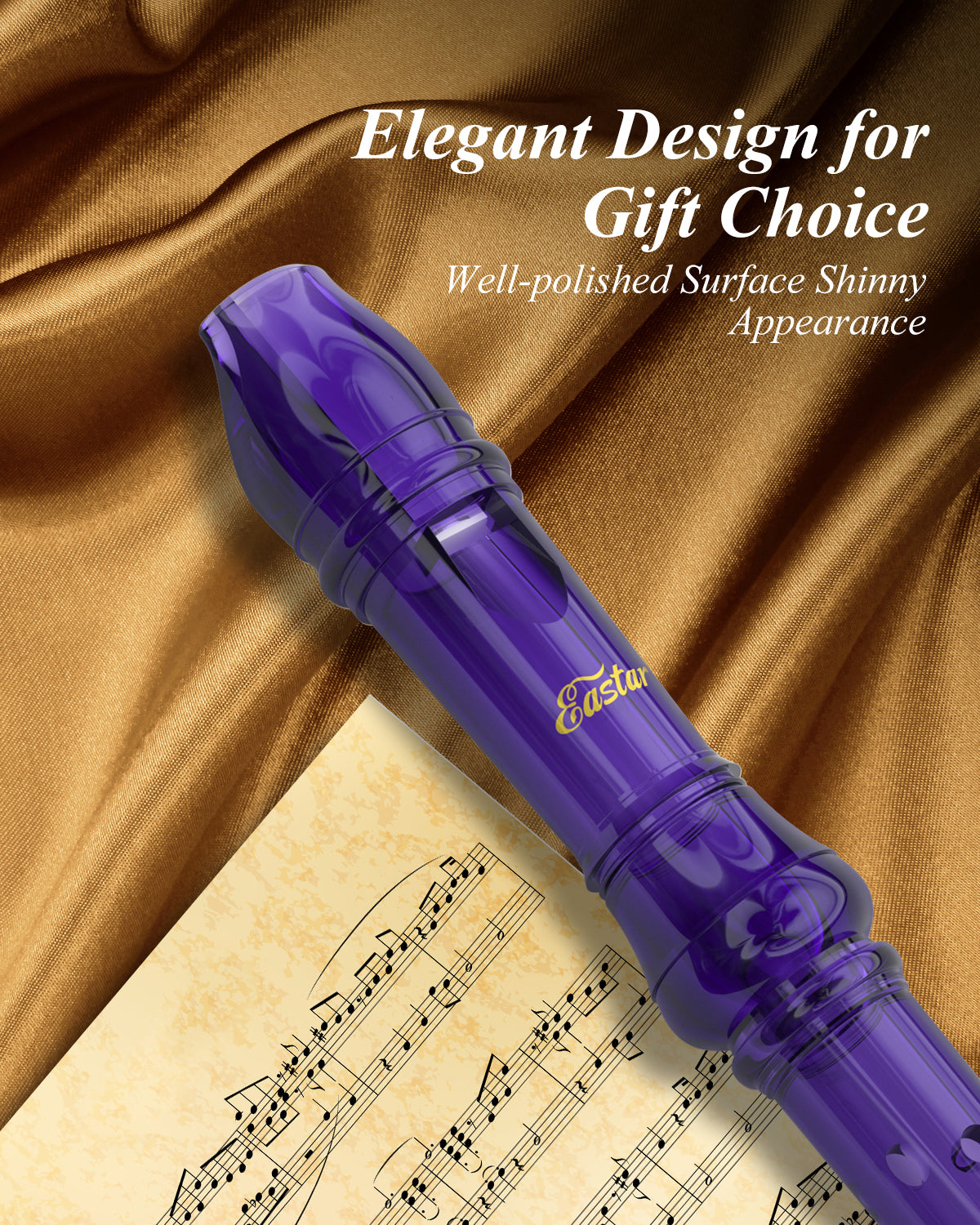Eastar Soprano Recorder Instrument for Kids Students Beginners, German fingering C Key Recorder Instrument 3 Piece with Cleaning Kit, Storage Bag, Fingering Chart, School-Approved,Pueple/Green-Purple##