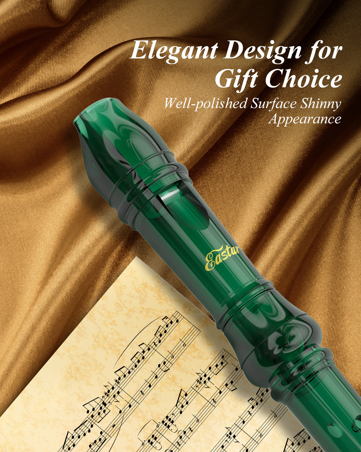 Eastar Soprano Recorder Instrument for Kids Students Beginners, German fingering C Key Recorder Instrument 3 Piece with Cleaning Kit, Storage Bag, Fingering Chart, School-Approved,Pueple/Green-Green##
