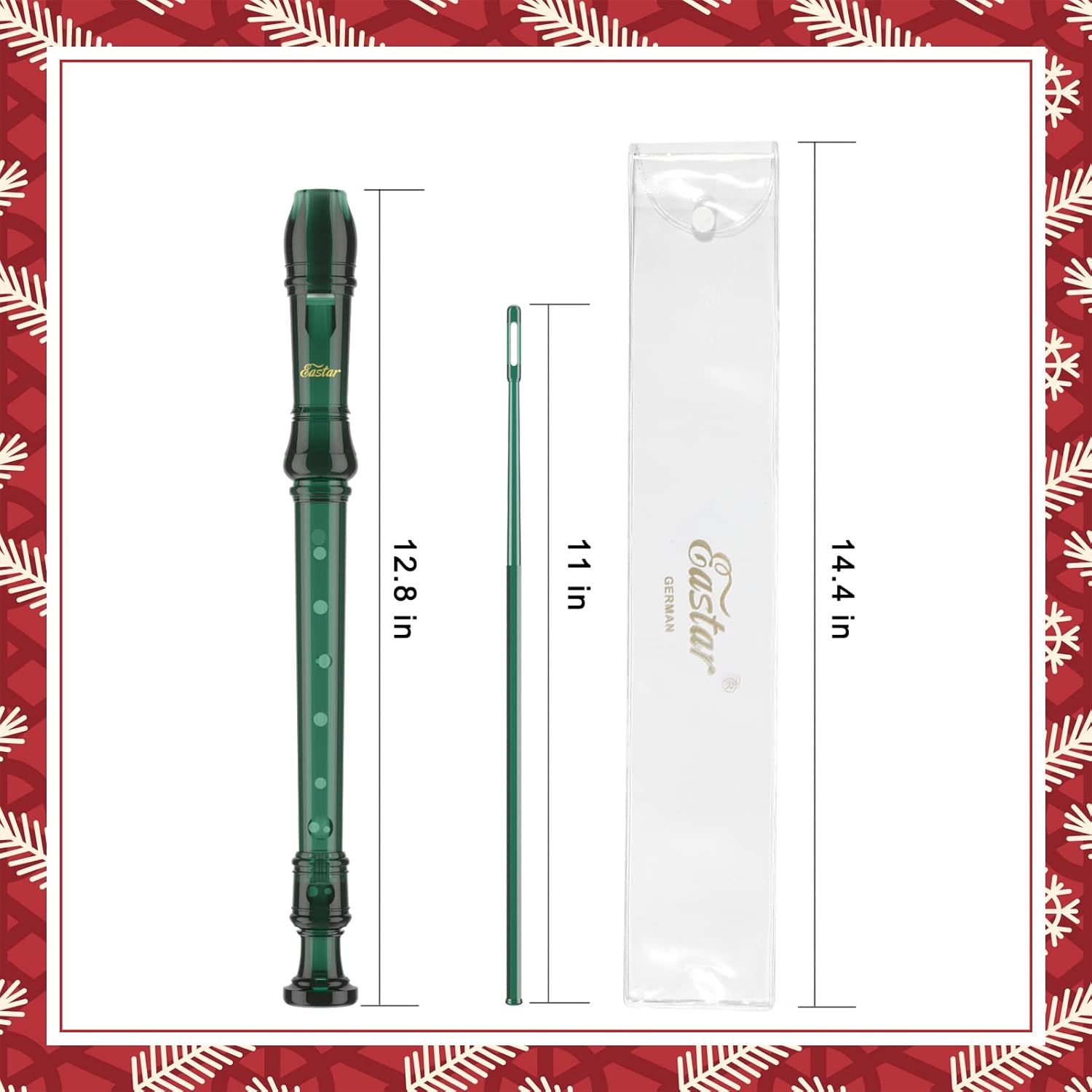 Eastar Soprano Recorder Instrument for Kids Students Beginners, German fingering C Key Recorder Instrument 3 Piece with Cleaning Kit, Storage Bag, Fingering Chart, School-Approved,Pueple/Green-Green##
