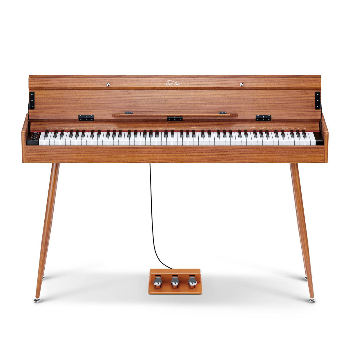 Eastar EUP-100 88-Key Weighted Hammer Action Digital Piano Home Set for Beginners, 3 Pedals, Headphones & Cover, Bluetooth & USB MIDI, 13 Voices, 128 Rhythms, Retro Wood