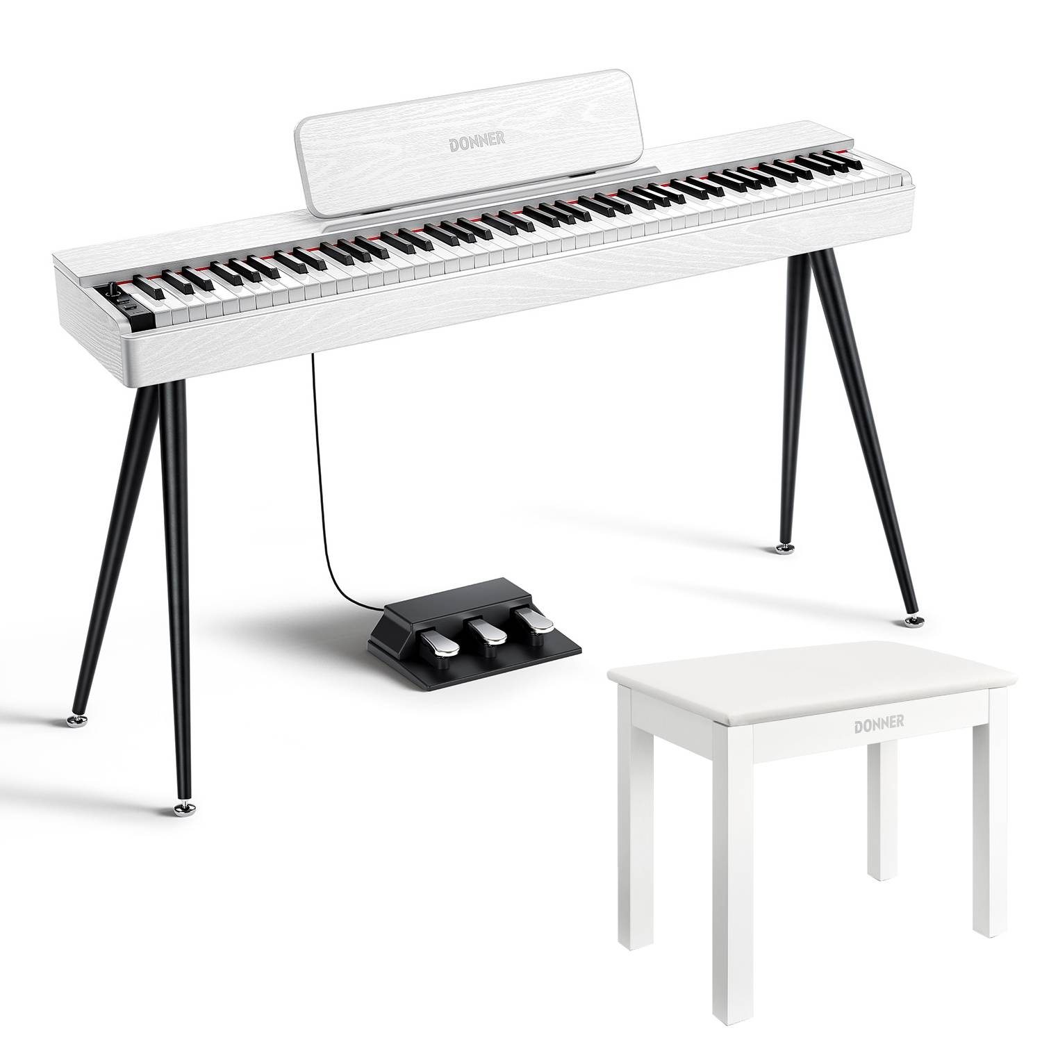 Donner OURA™ S100 88-Key Graded Hammer Weighted Digital Piano-White##