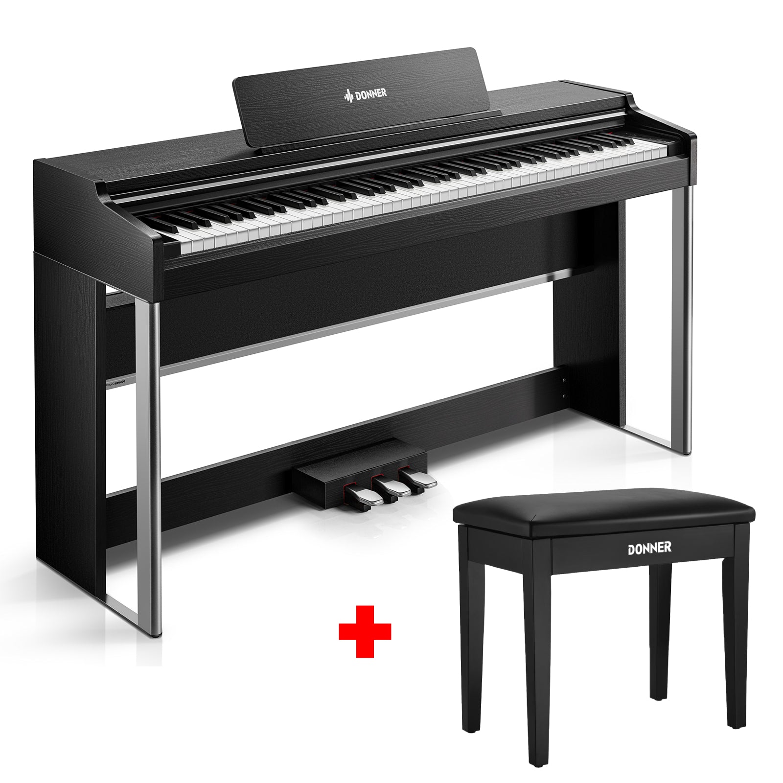 Donner DDP-200 PRO 88 Key Graded Hammer-Action Weighted Upright Digital Piano-Black##