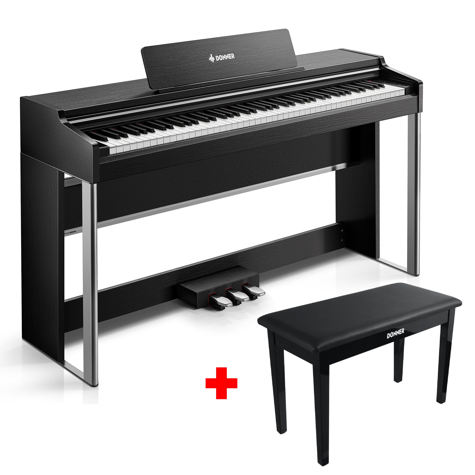 Donner DDP-200 PRO 88 Key Graded Hammer-Action Weighted Upright Digital Piano-Black##