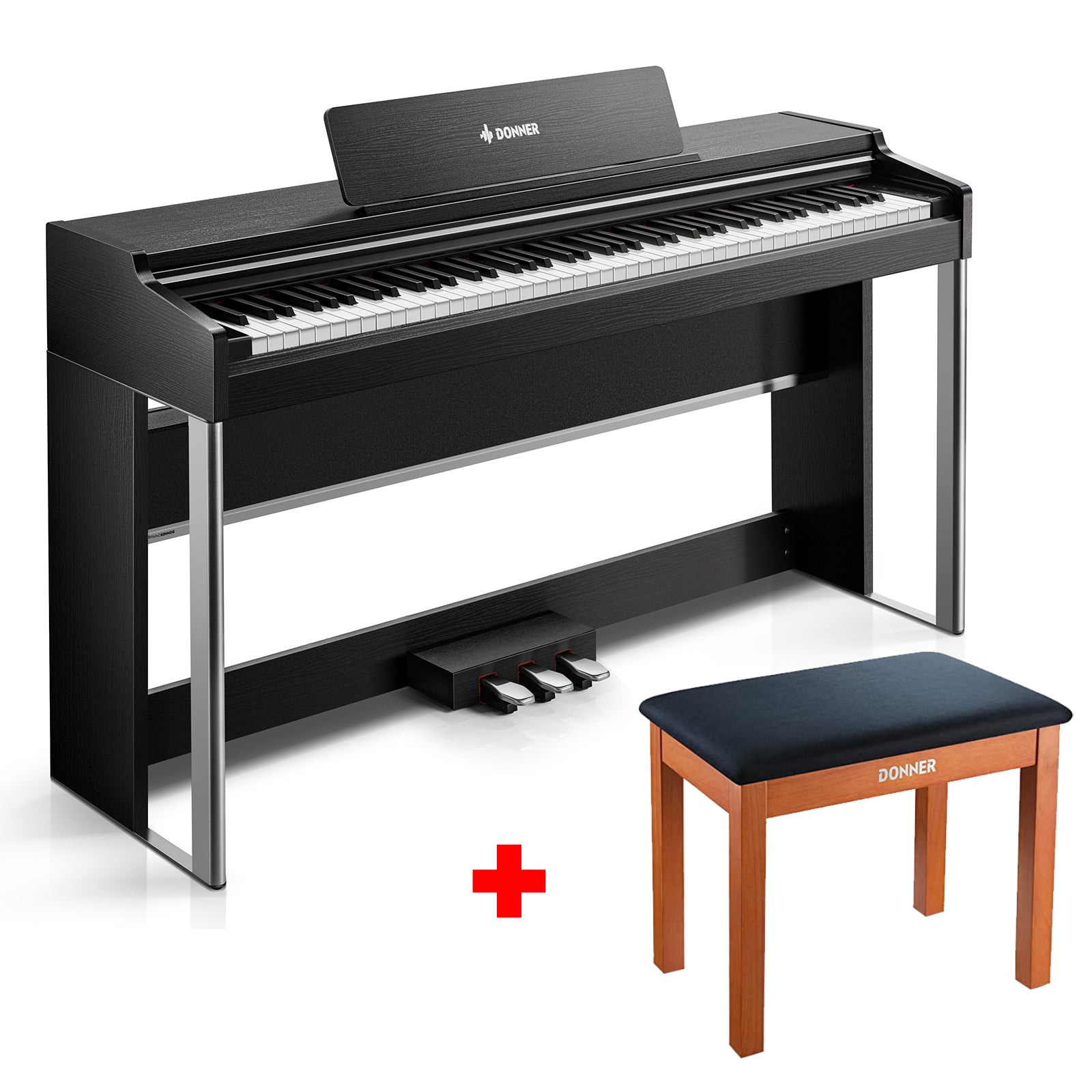Donner DDP-200 PRO 88 Key Graded Hammer-Action Weighted Upright Digital Piano-Black##