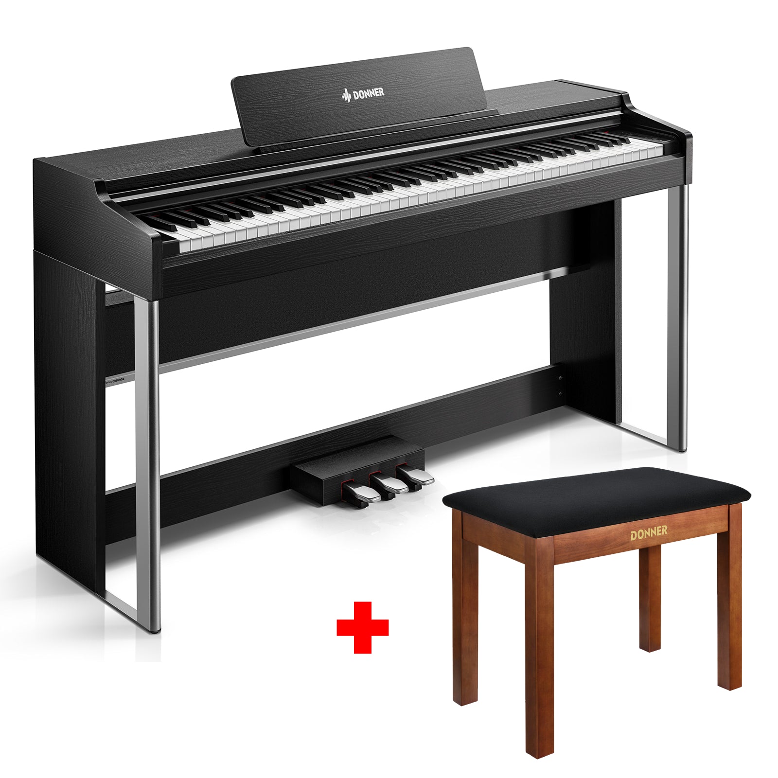Donner DDP-200 PRO 88 Key Graded Hammer-Action Weighted Upright Digital Piano-Black##