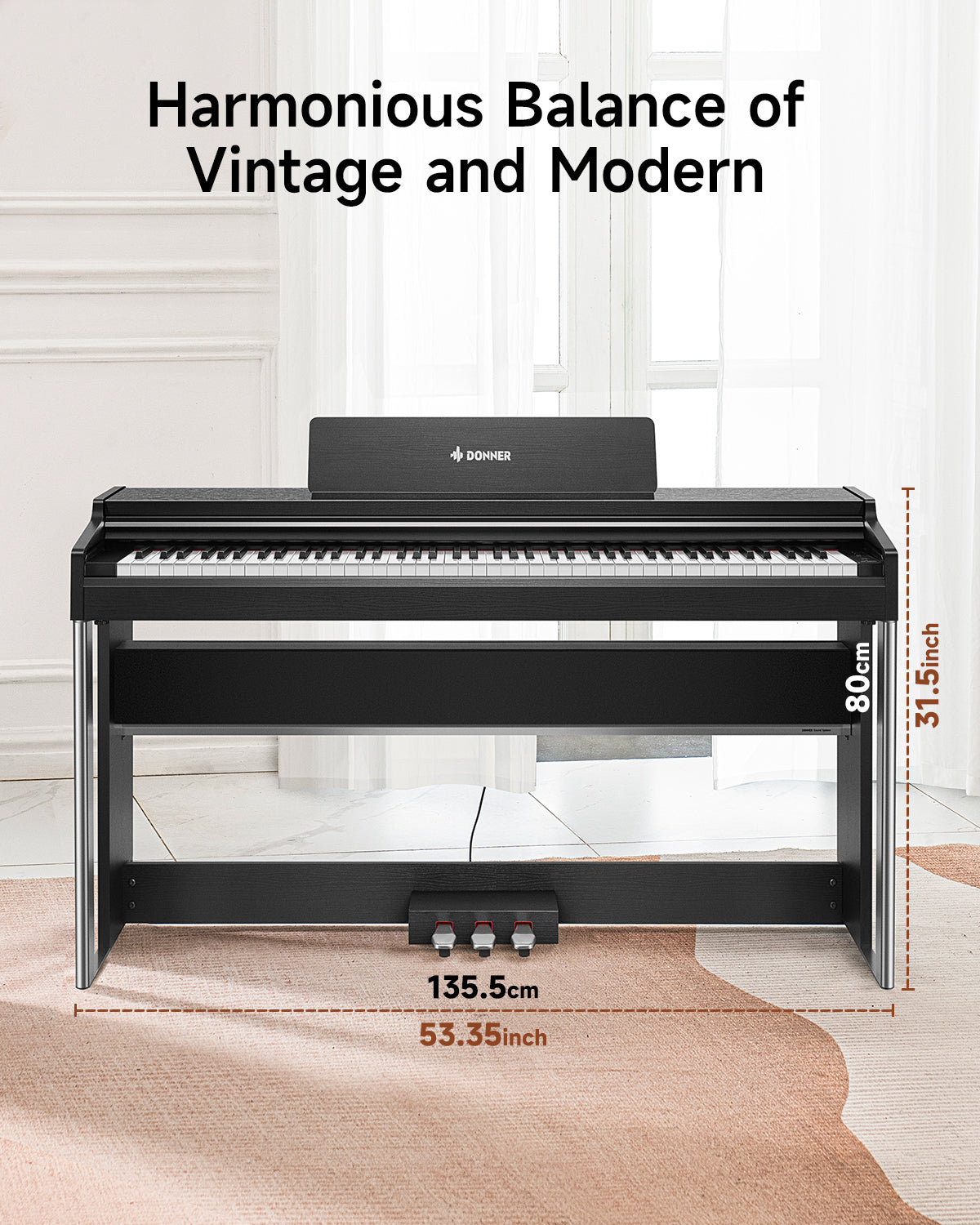 Donner DDP-200 PRO 88 Key Graded Hammer-Action Weighted Upright Digital Piano-Black##