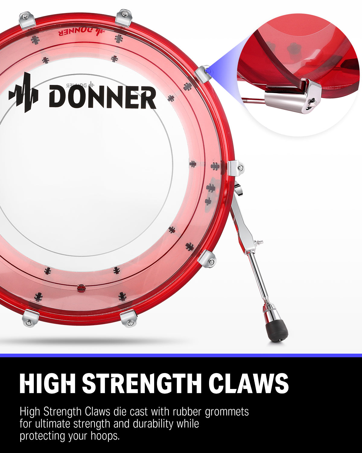 Donner-DDS-1000-22-inch-Crystal-5-Piece-Drum-Set-Acrylic-Shell-Pack