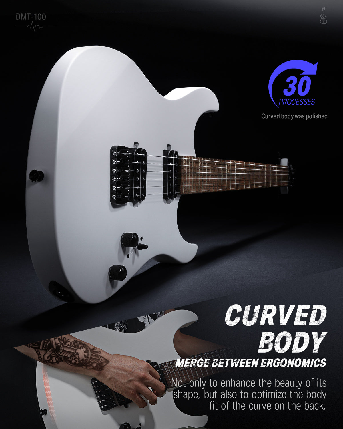 Donner DMT-100 39" Matt Metal Electric Guitar Kit Solid Body with H-H Pickups