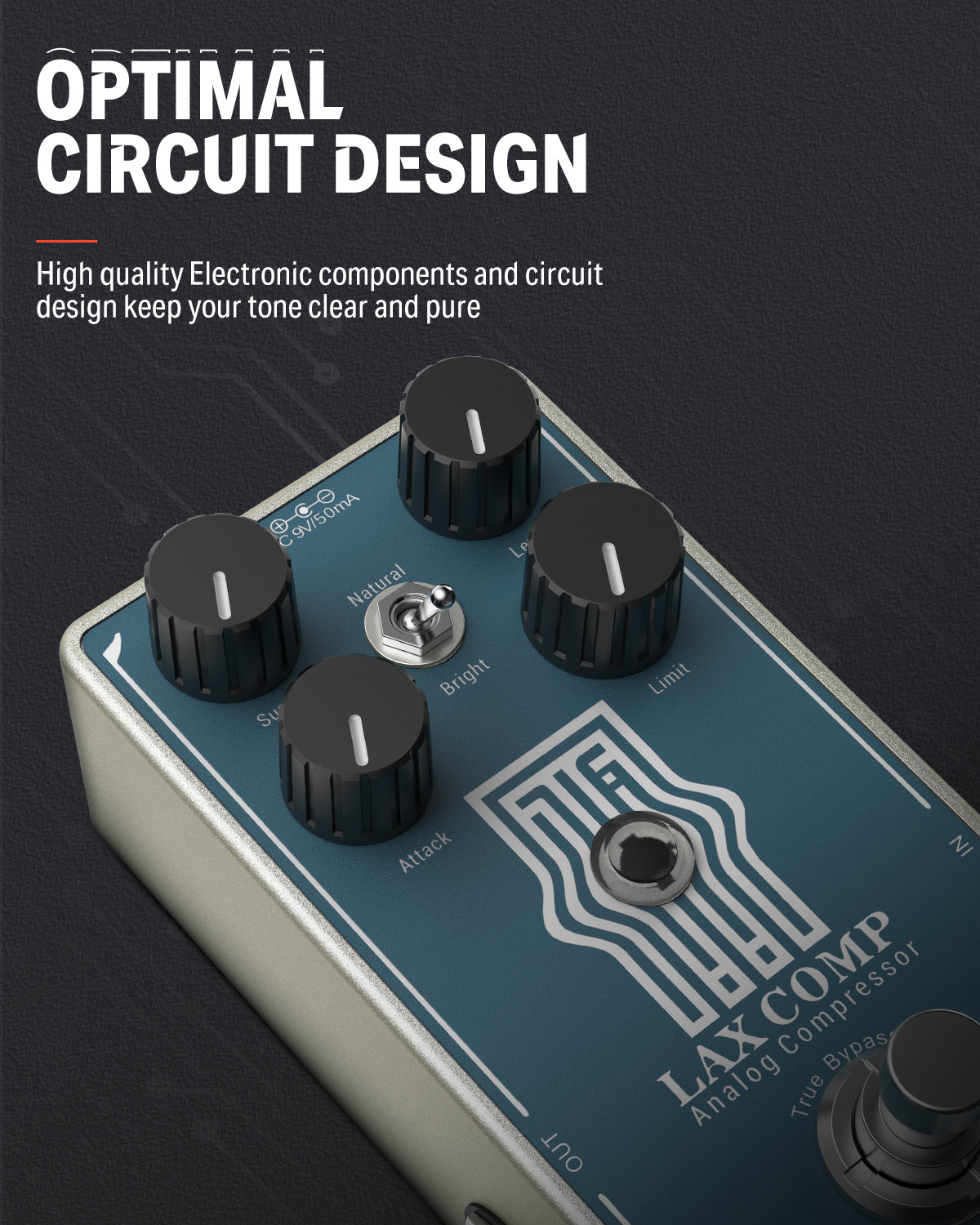 Donner Lax Comp Compressor Guitar Pedal Classic Peak Limiter Style Compressor True Bypass