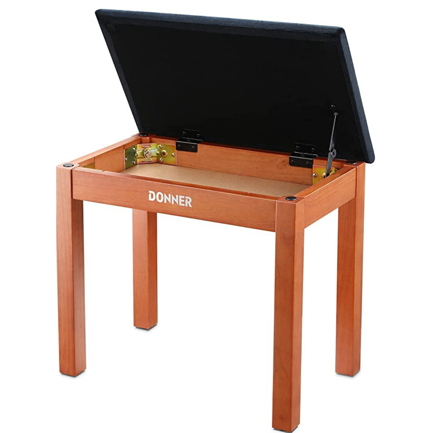 Donner Solid Wood Piano Bench with Storage High-Density Suede Cushion Chair Wood Color