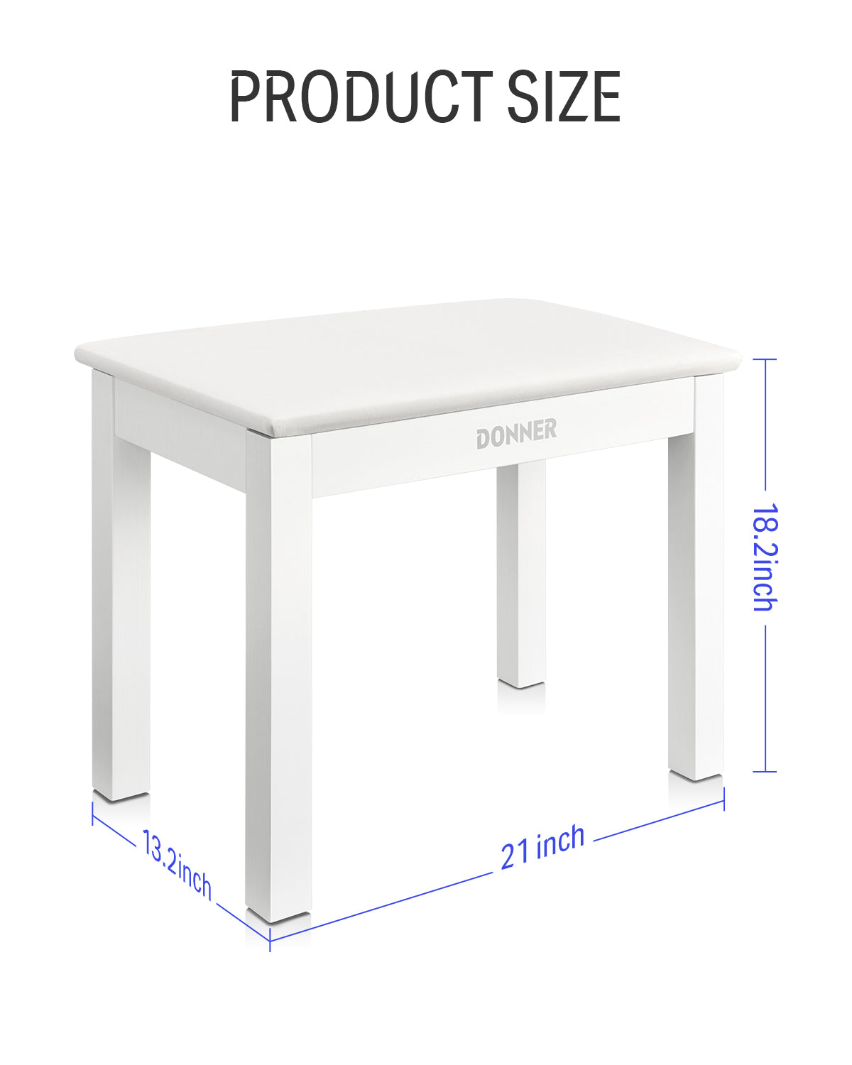Donner Solid Wood Piano Bench with Storage High-Density Suede Cushion Chair White