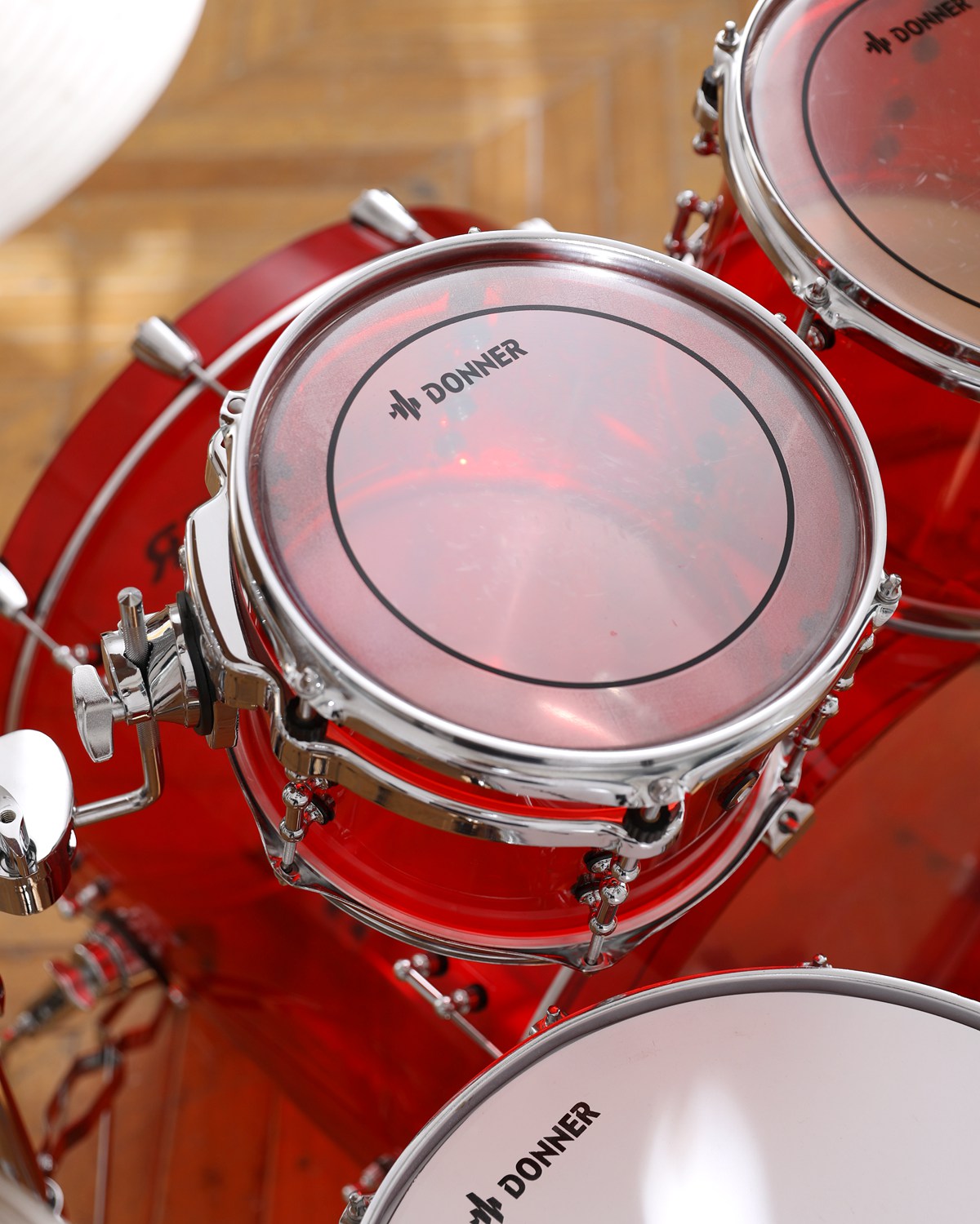 Donner DDS-1000 22-inch Crystal 5-Piece Drum Set Acrylic Shell Pack