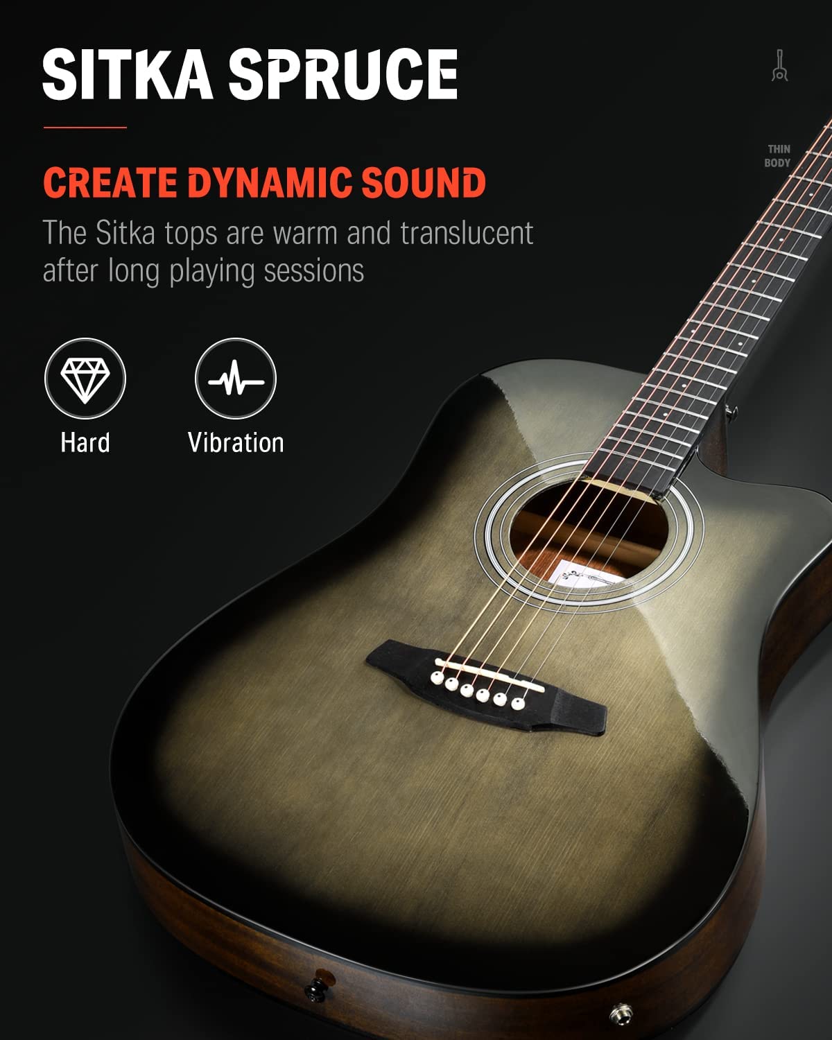 Donner Full Size Acoustic Electric Guitar with Amplifier 41 Inch for Beginner Intermediate