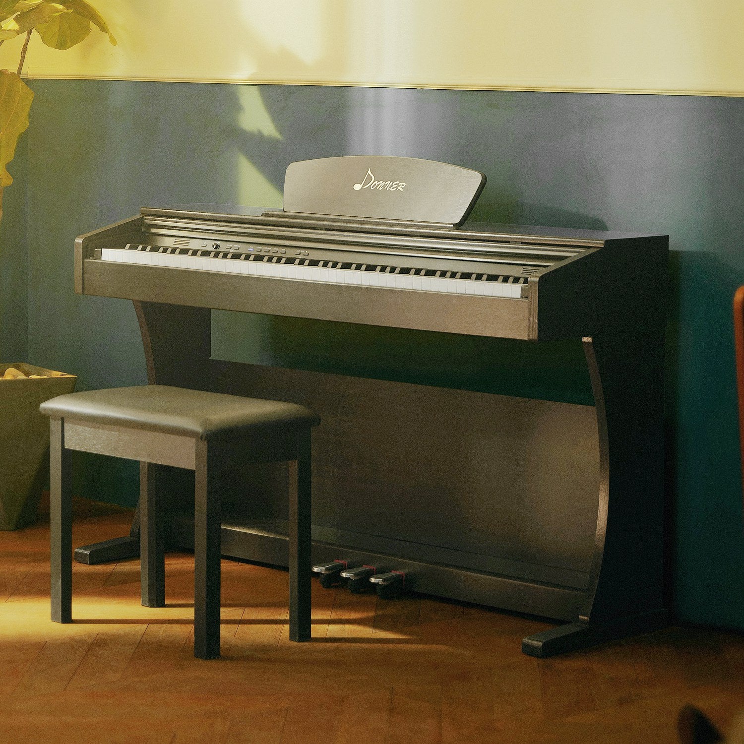 Donner DDP-300 88-Key Graded Hammer-Action Weighted Upright Digital Piano with Bluetooth