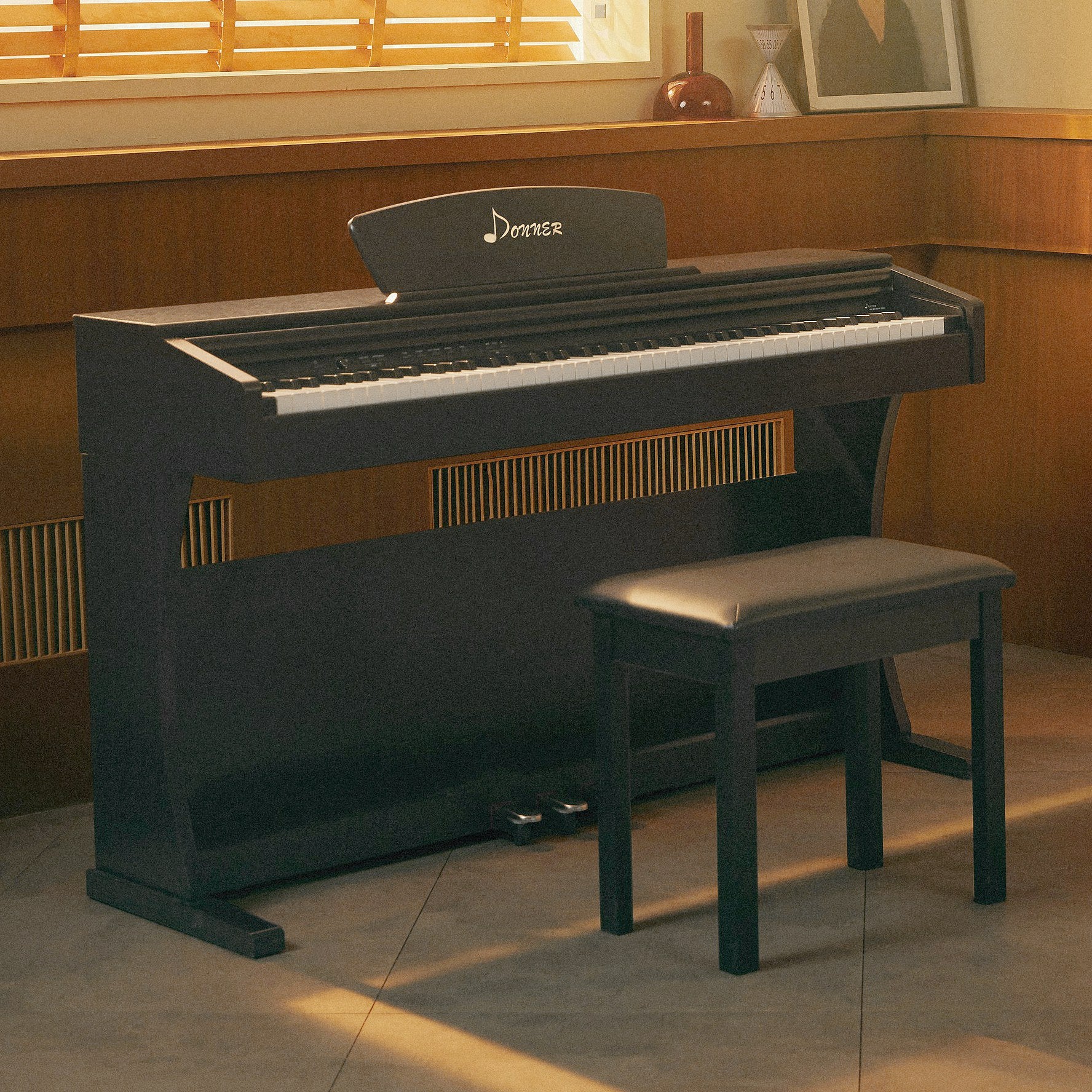 Donner DDP-300 88-Key Graded Hammer-Action Weighted Upright Digital Piano with Bluetooth