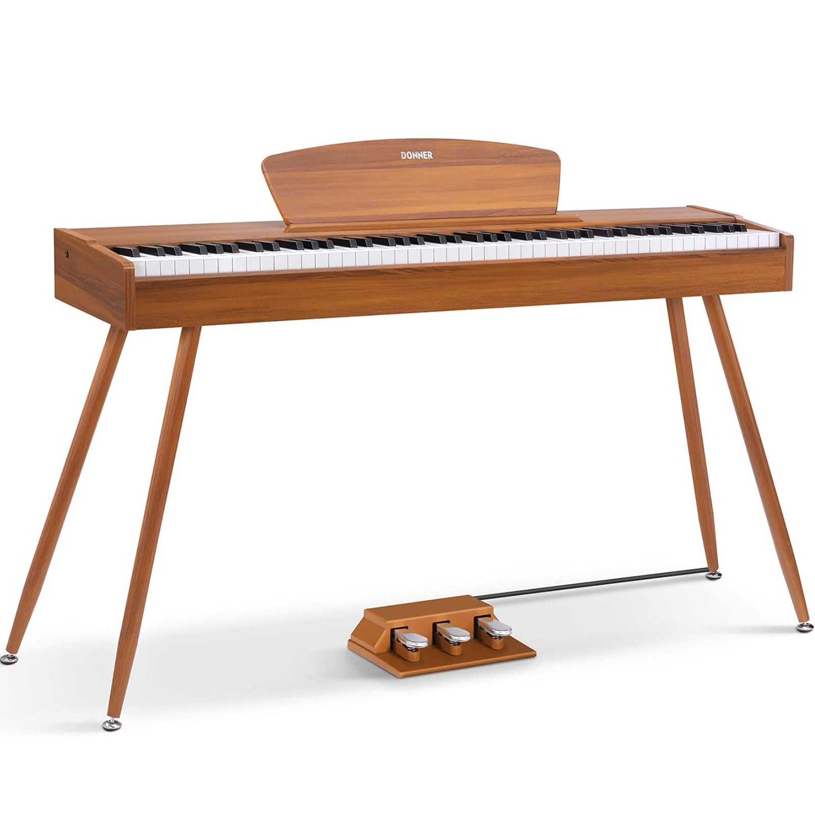 Donner DDP-80 Wooden Style 88 Key Weighted Digital Piano with Stand & 3 Pedal-Natural##