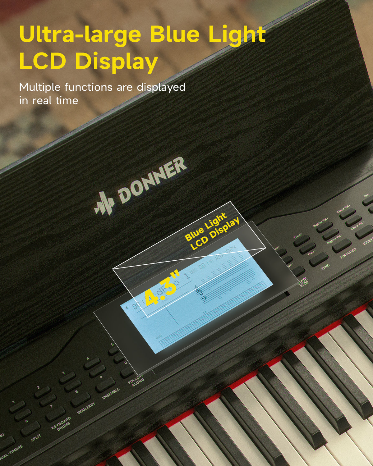 Donner DDP-95 88 Key Weighted Upright Digital Piano for Beginners White/Black-Black##