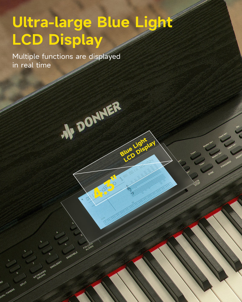 Donner DDP-95 88 Key Weighted Upright Digital Piano for Beginners with 4.3" LCD