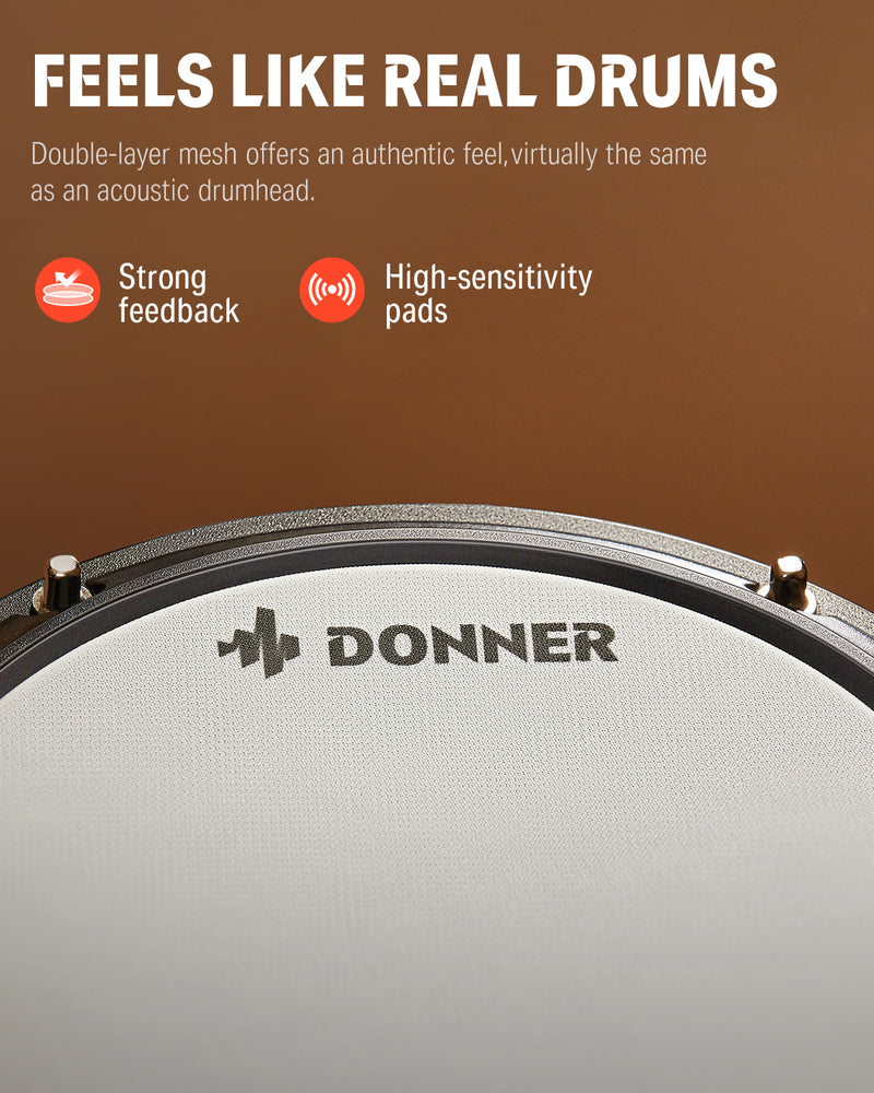 Donner DED-80 Best Electronic Drum Kit For Beginners with Headphones/Drum Throne