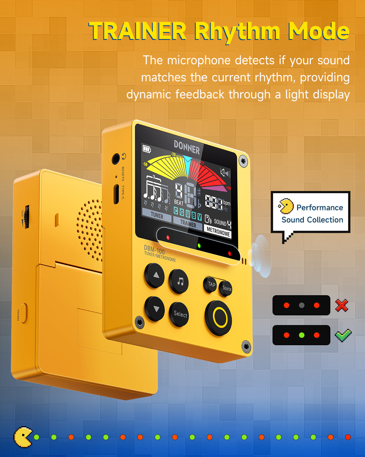 Donner DBM-100 Metronome-Yellow##