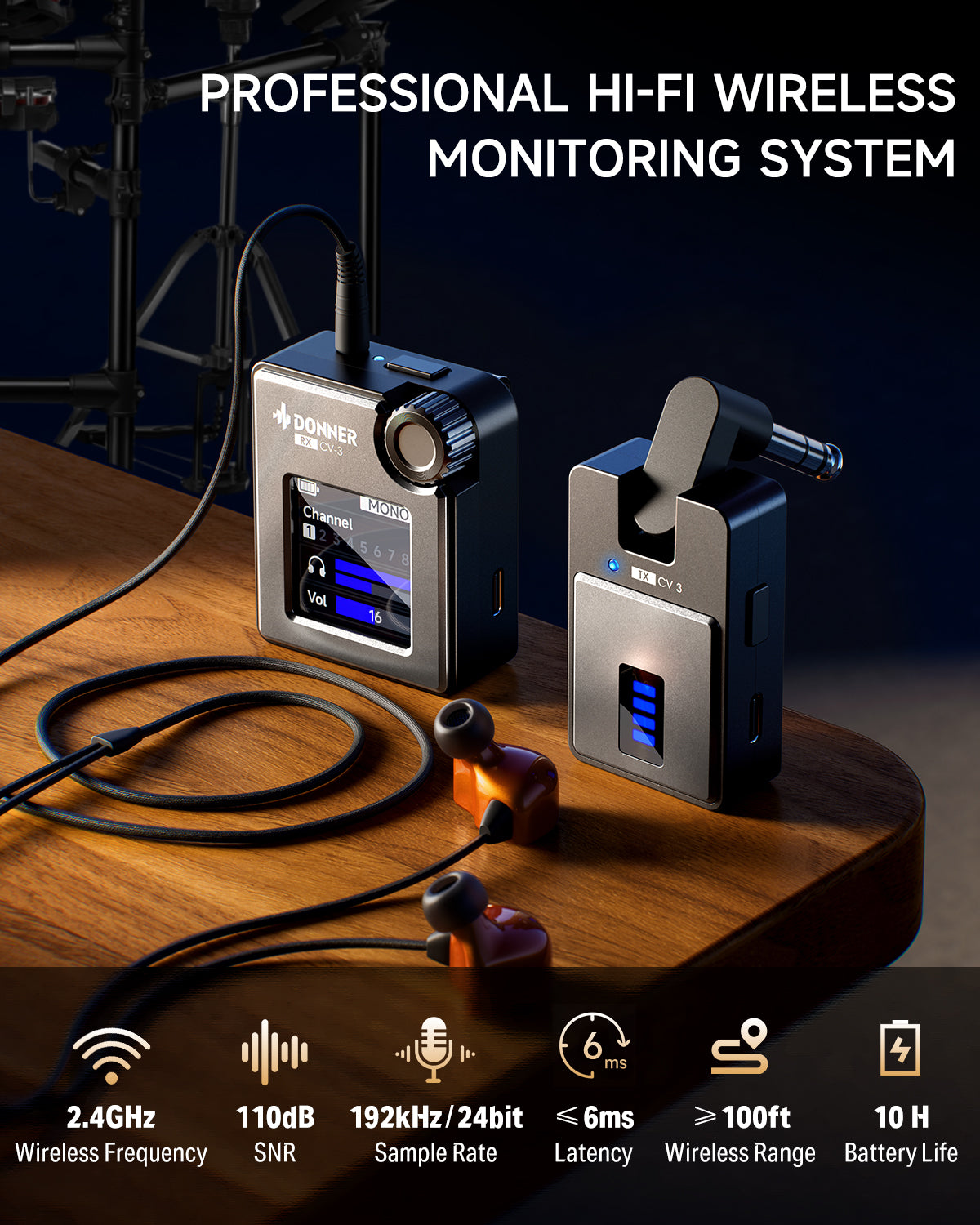 DONNER CV-3 Wireless In-Ear Monitoring System