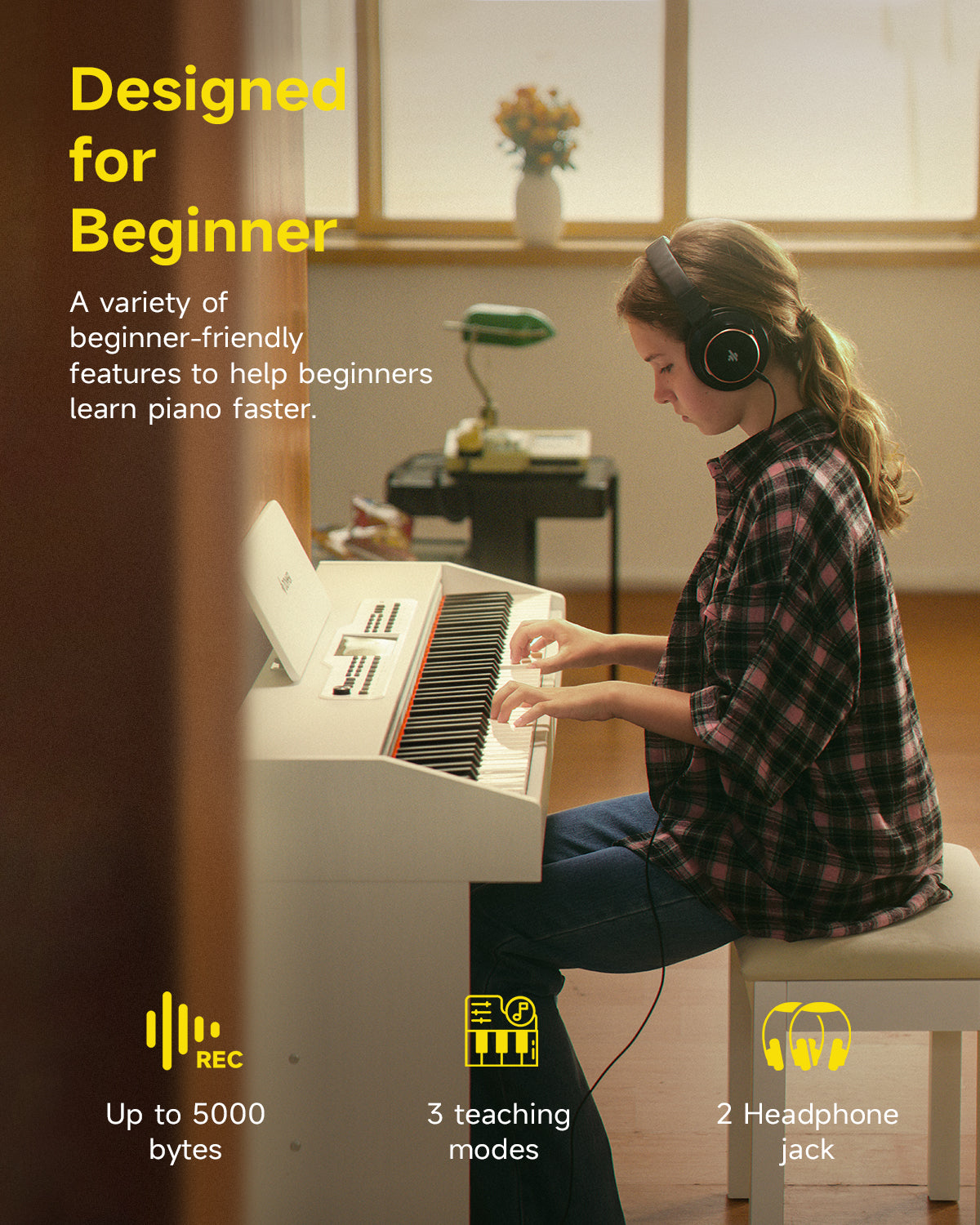 Donner DDP-95 88 Key Weighted Upright Digital Piano for Beginners White/Black-White##