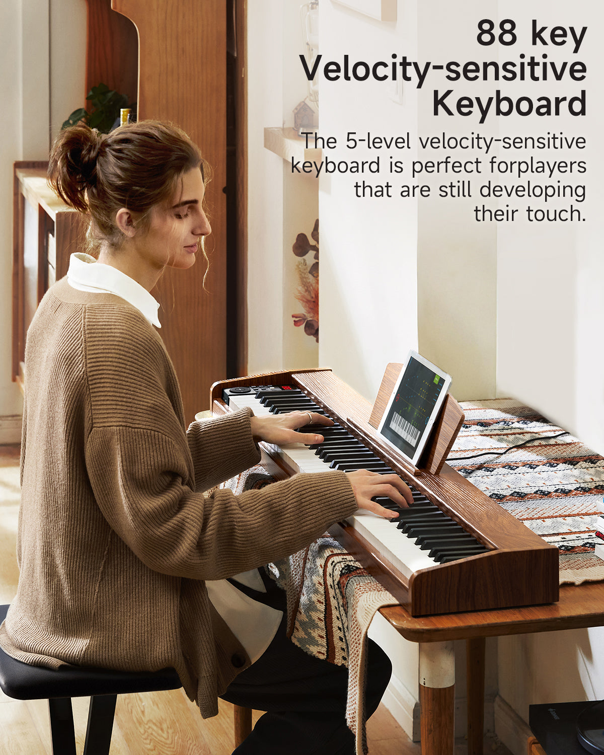 Donner DEP-1S Beginner Digital Piano Kit-Antique Brown##