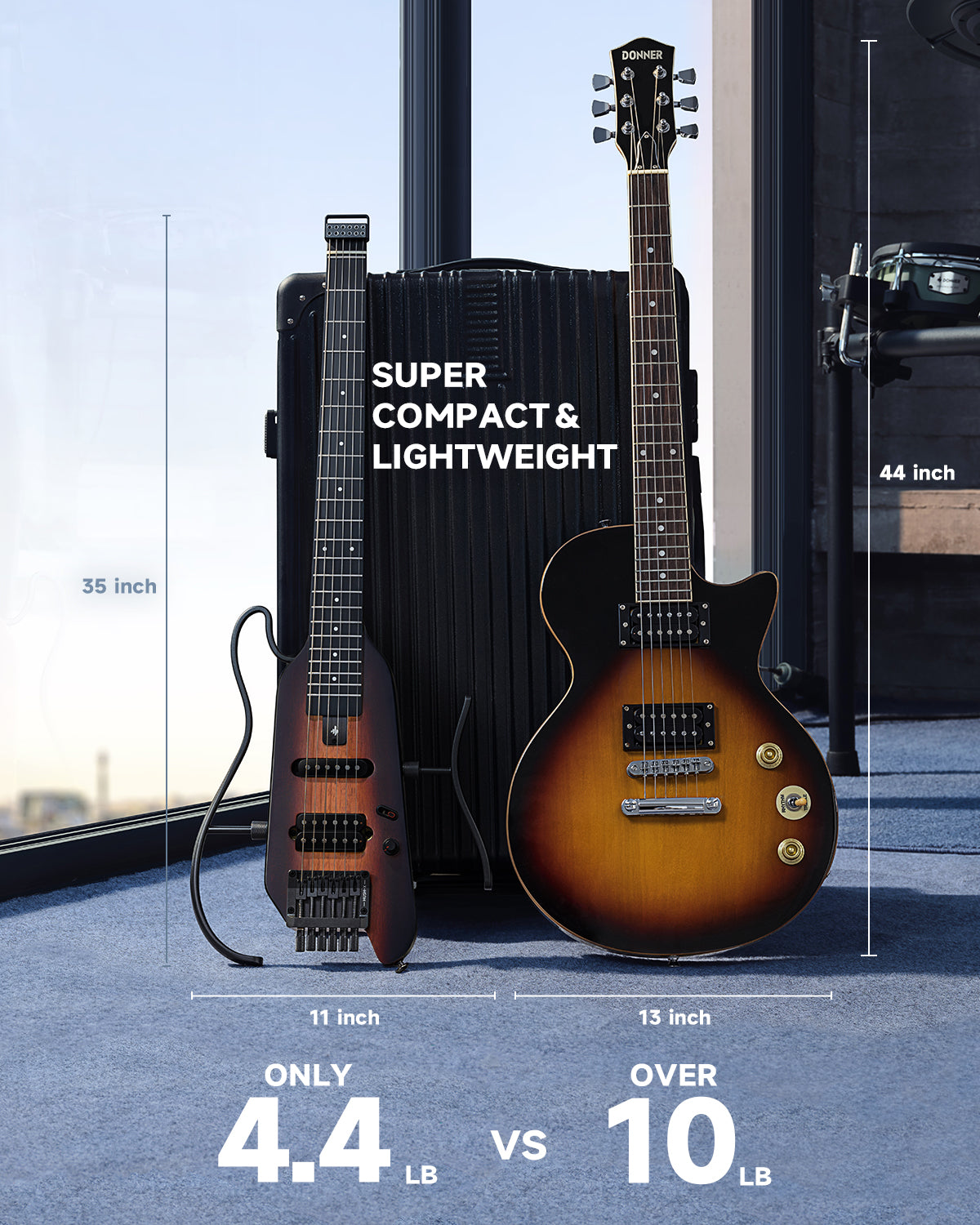 HUSH-X Porable Electric Guitar Kit for Travel Donner
