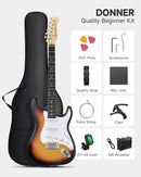 Donner DST-80 Sunburst Electric Guitar with Amplifier,Strap,String,Tuner,Cable,Capo and Pick