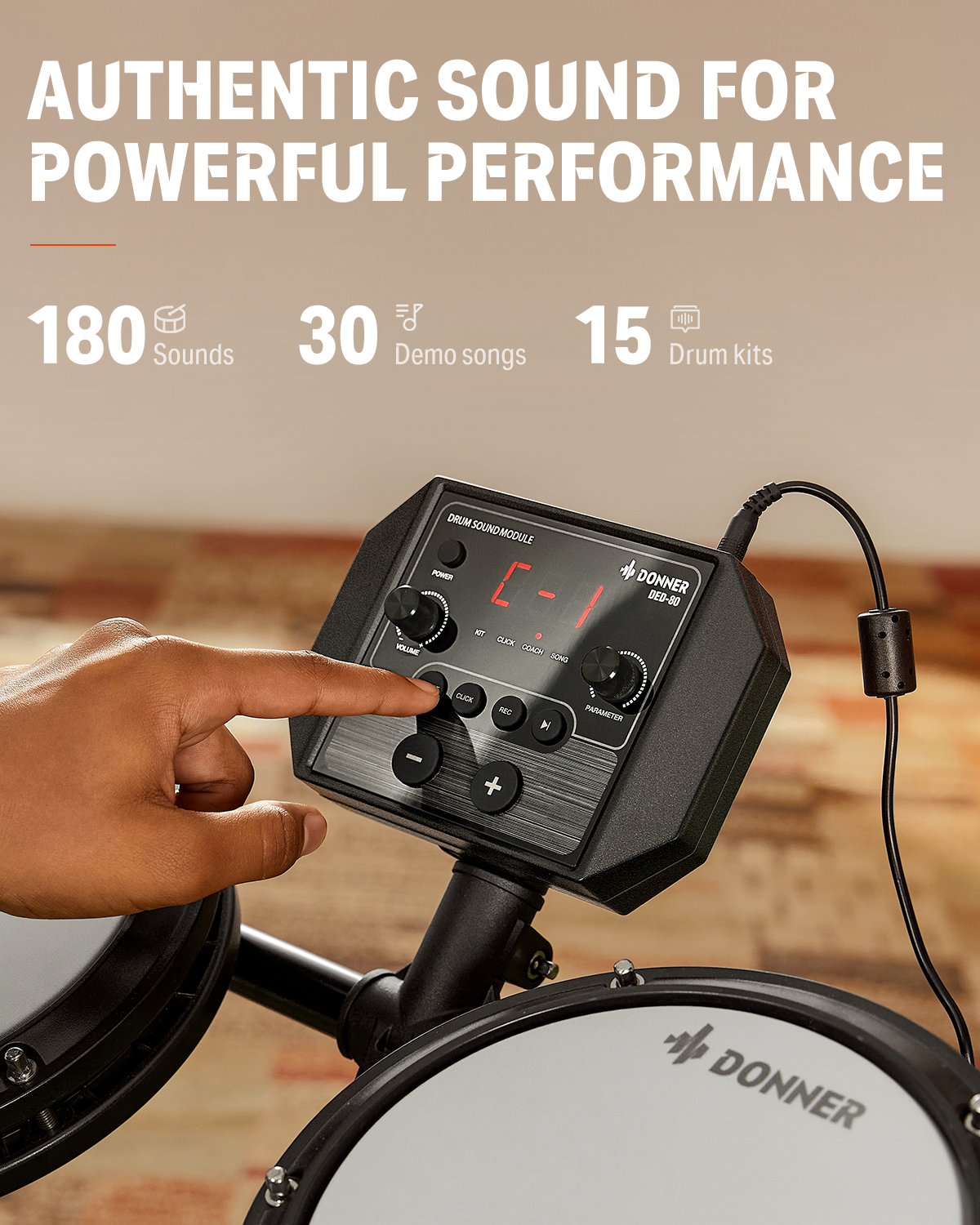 DED-80 Beginner Electronic Drum Kit with Headphones/Drum Throne Donner DED-80 Beginner Electronic Drum Kit with Headphones/Drum Throne Donner
