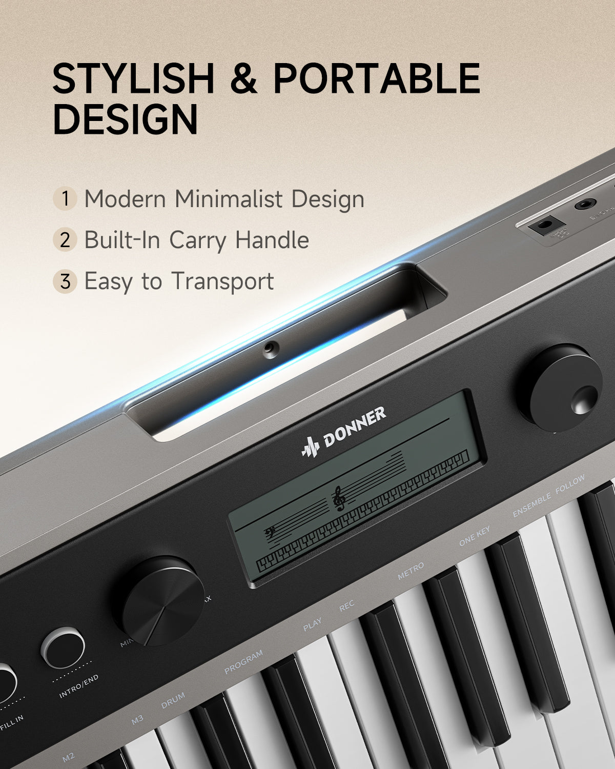 DONNER SD-15 61-Key Electronic Keyboard Set Gray