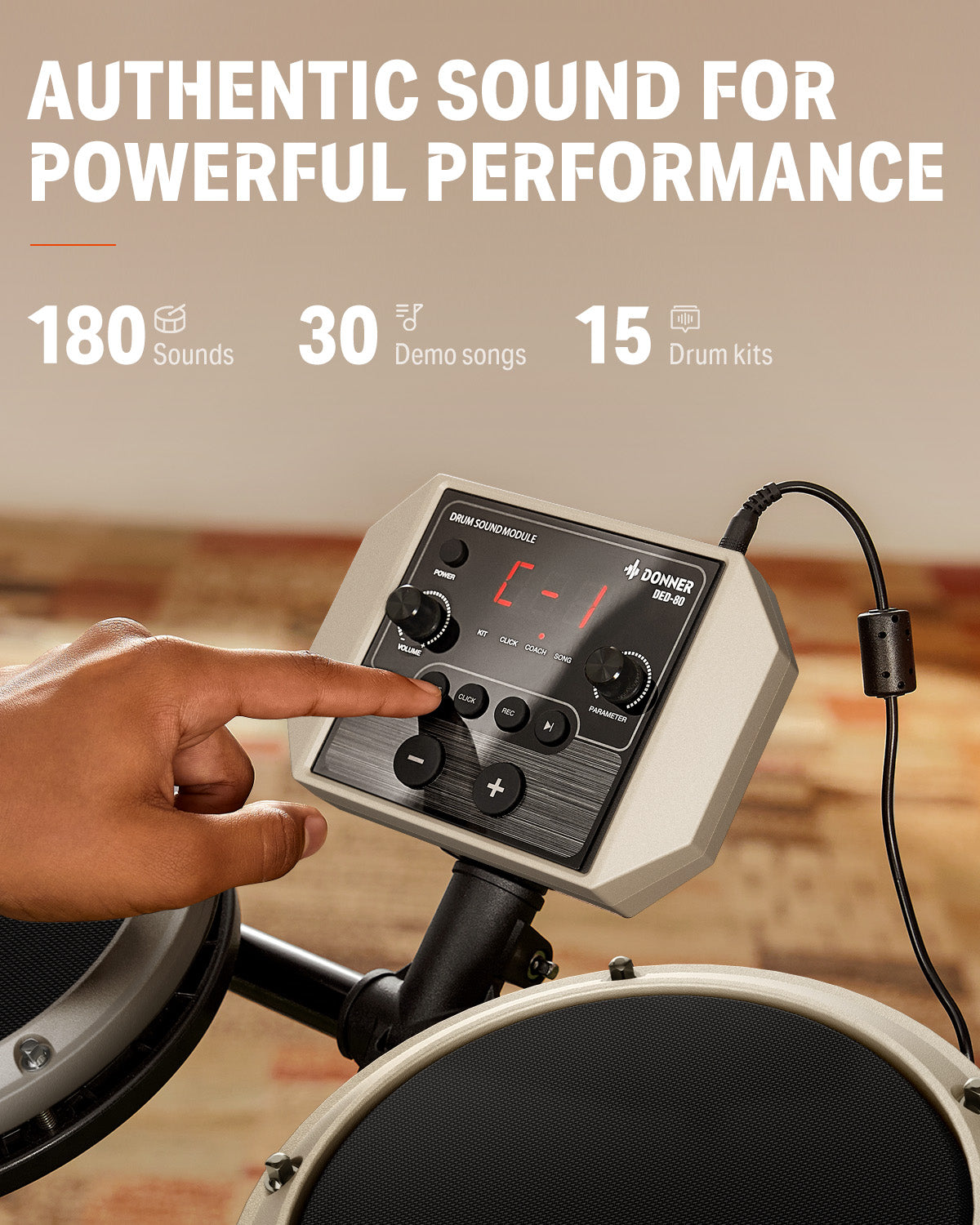 Donner DED-80 Budget Electronic Drum Kit-White##