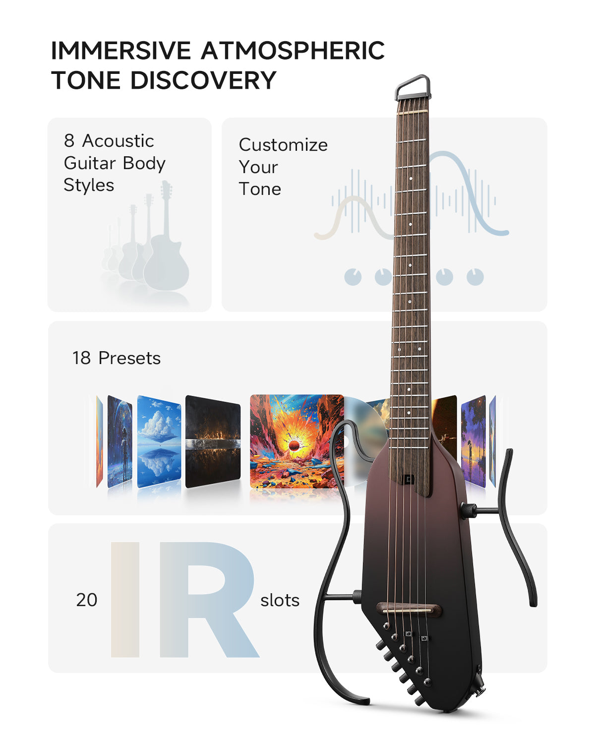 Donner HUSH™ I PRO Acoustic-Electric Travel Guitar-Maillard Fade##