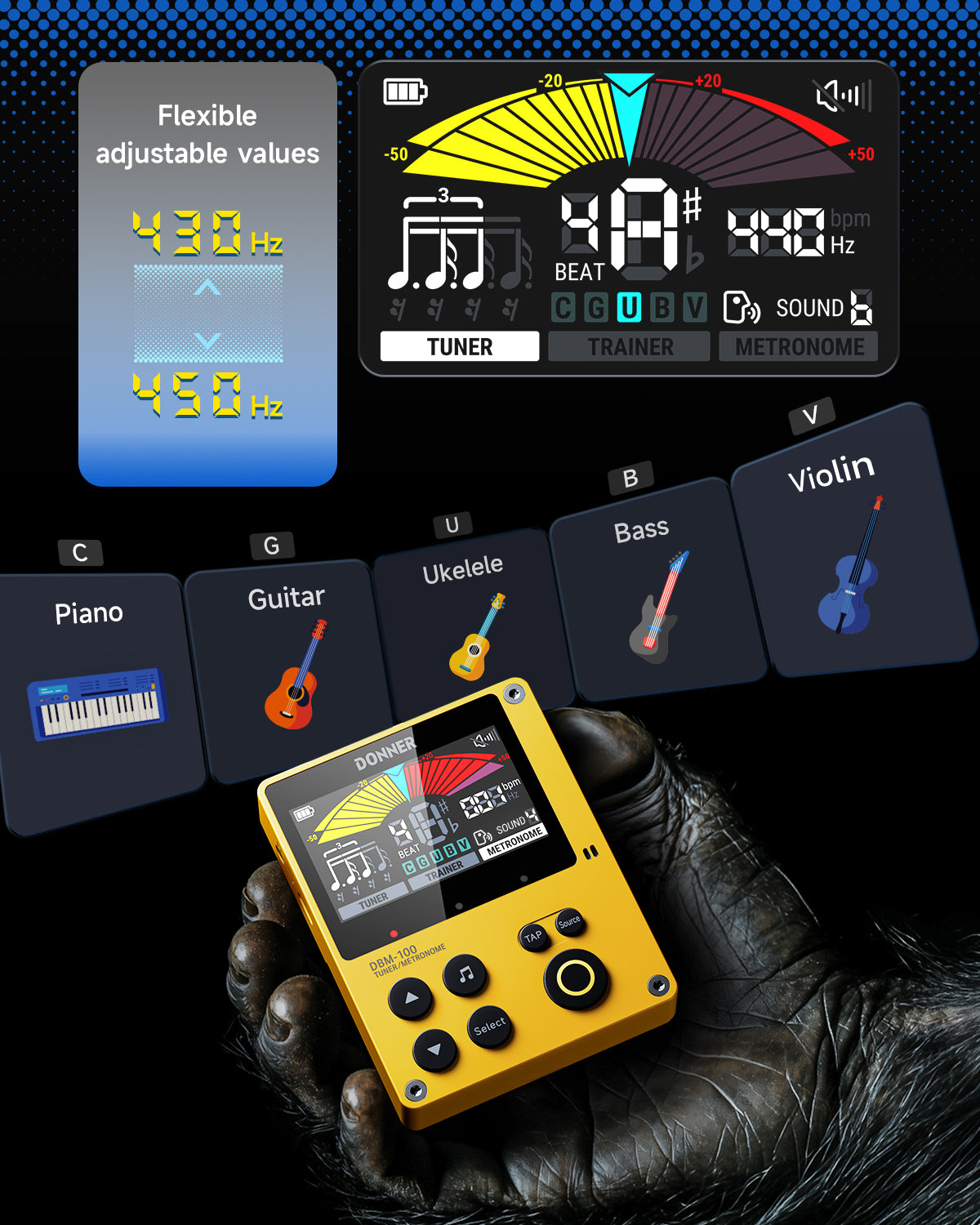 Donner DBM-100 Metronome-Yellow##