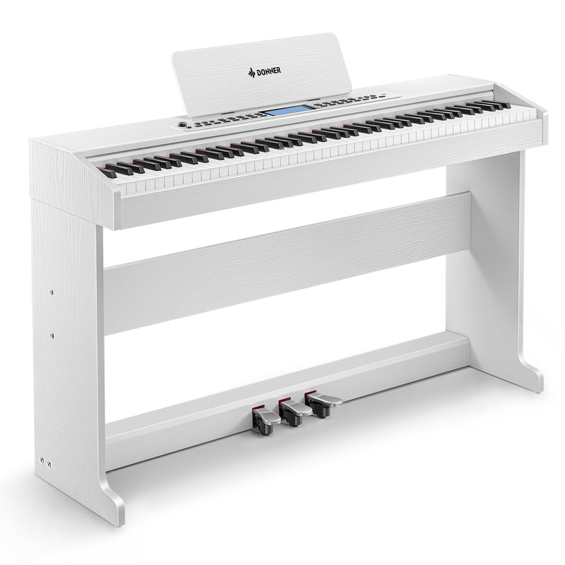 Donner DDP-95 88 Key Weighted Upright Digital Piano for Beginners White/Black-White##