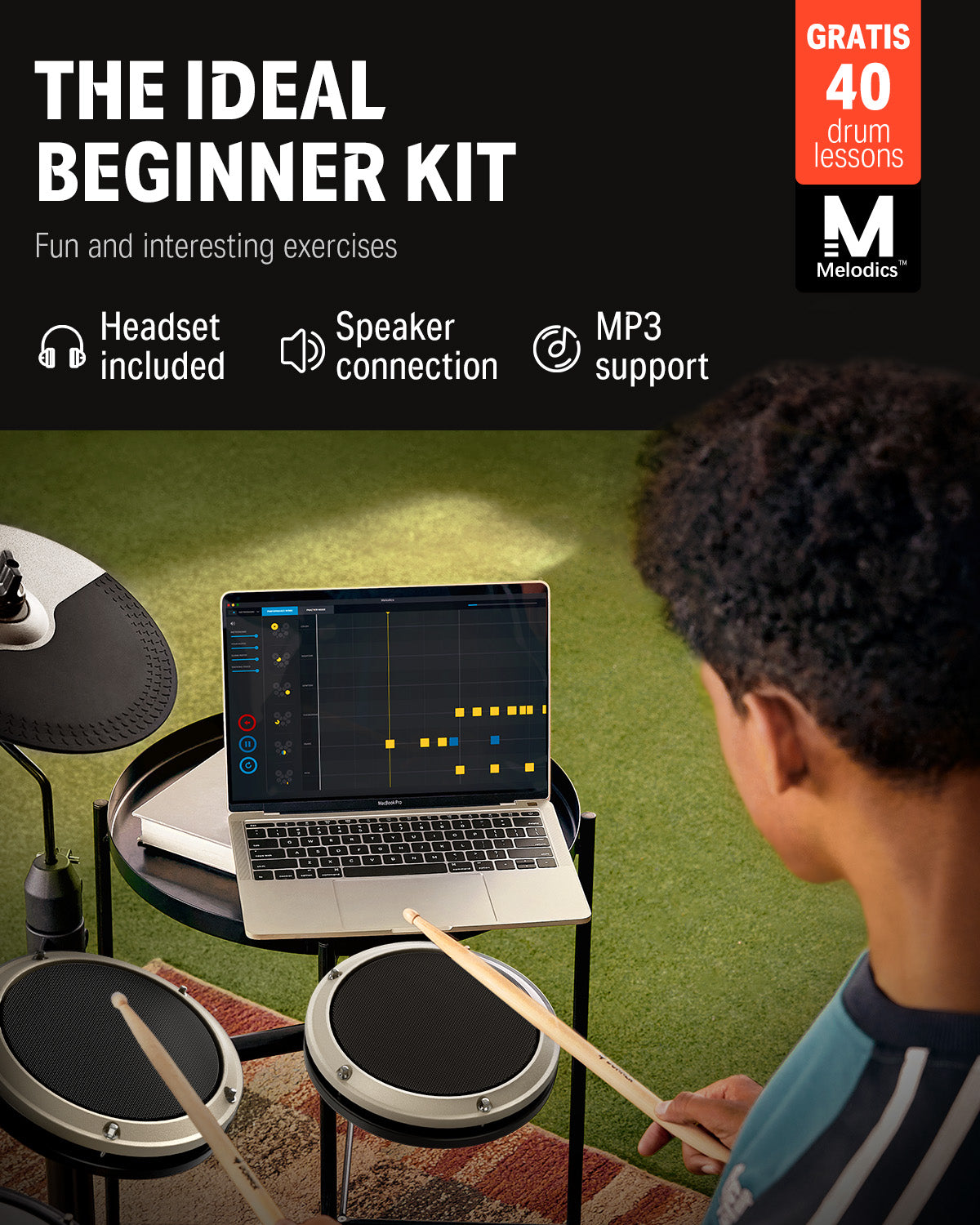 Donner DED-80 Budget Electronic Drum Kit-White##