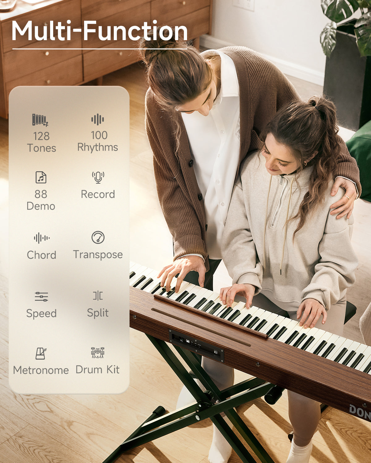 Donner DEP-1S Beginner Digital Piano Kit-Antique Brown##