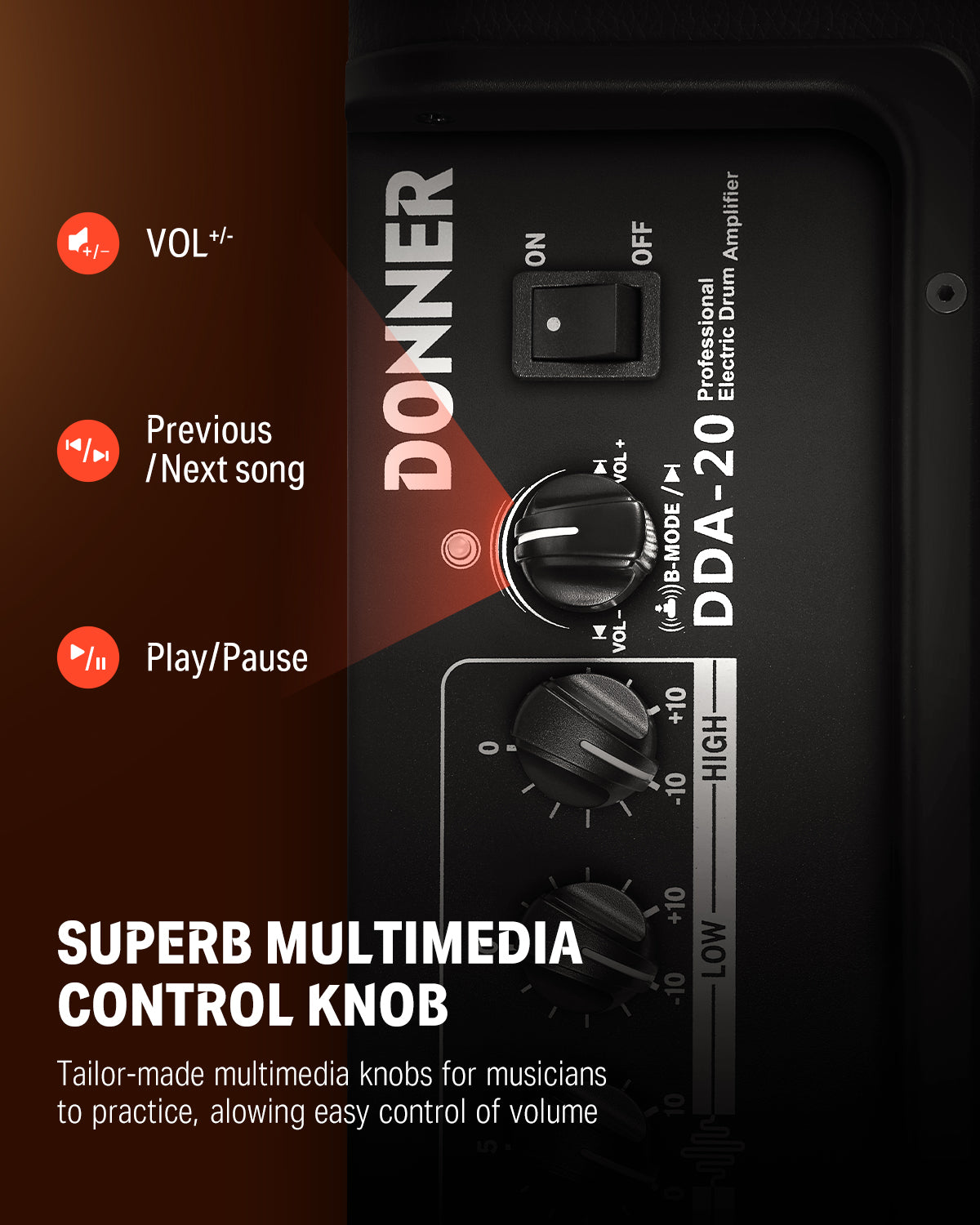 Donner DDA-20 Mini Electronic Drum Amplifier-Black##