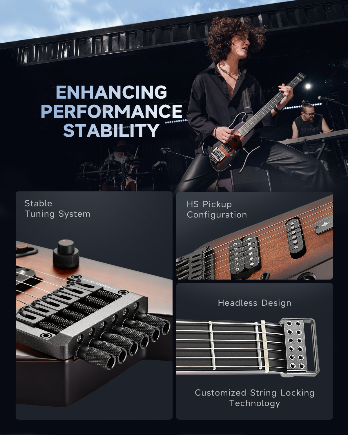 HUSH-X Porable Electric Guitar Kit for Travel Donner
