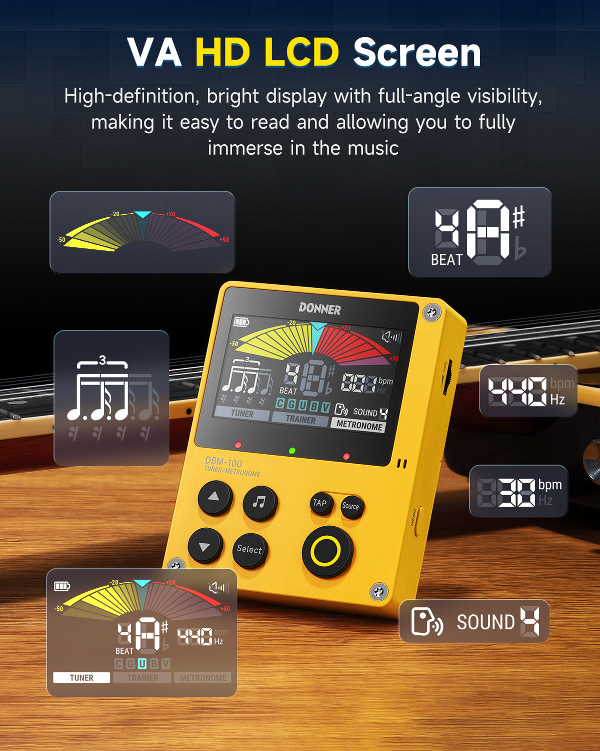 Donner DBM-100 Metronome-Yellow##