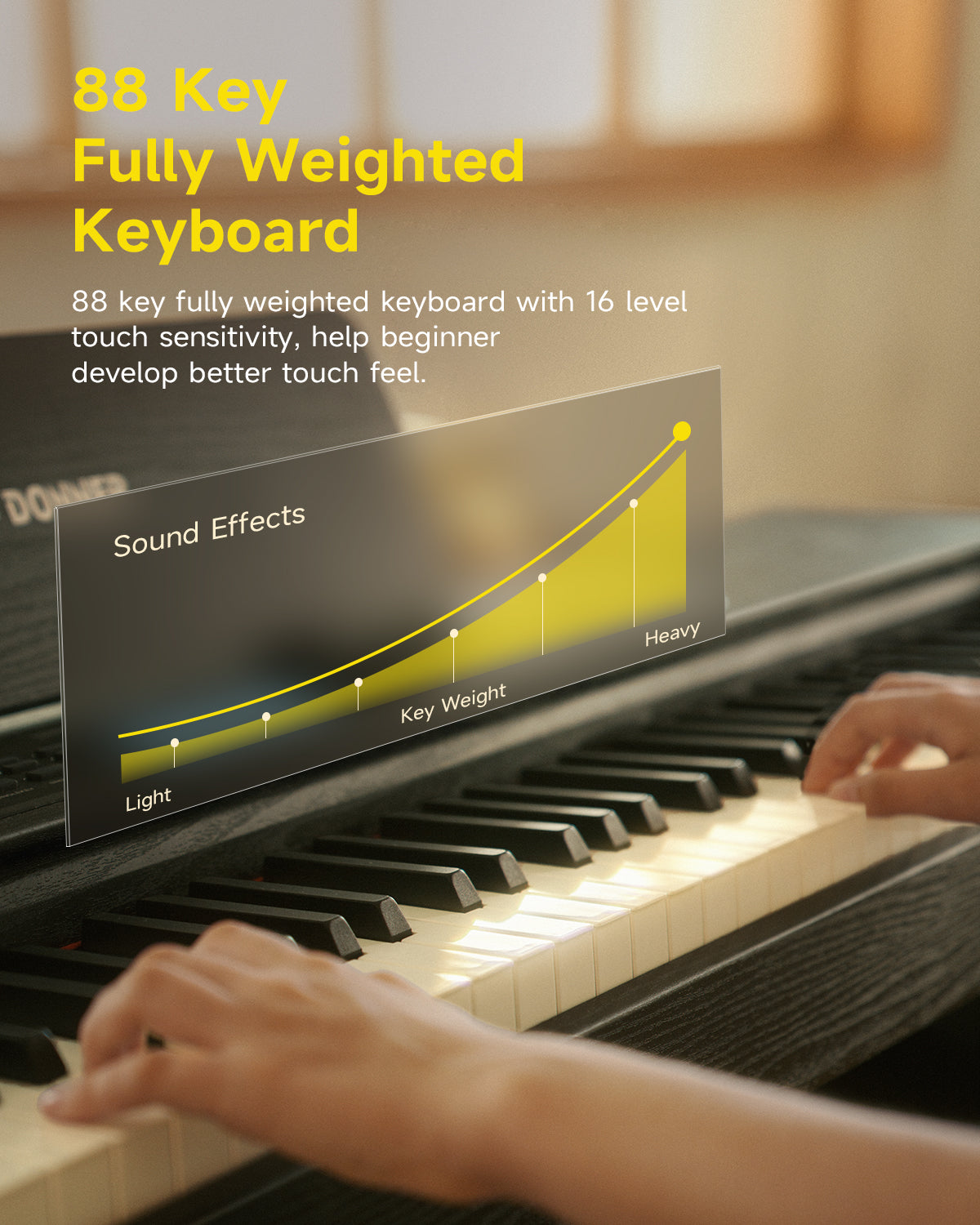 Donner DDP-95 88 Key Weighted Upright Digital Piano for Beginners White/Black-Black##