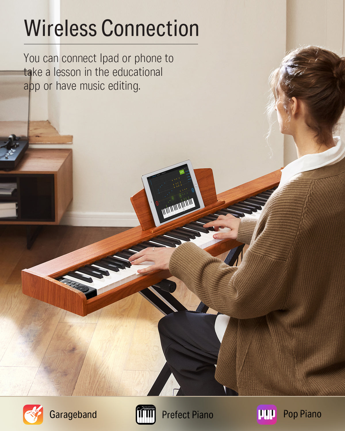 DEP-1S 88 Key Velocity-Sensitive Digital Piano with X-Stand Donner