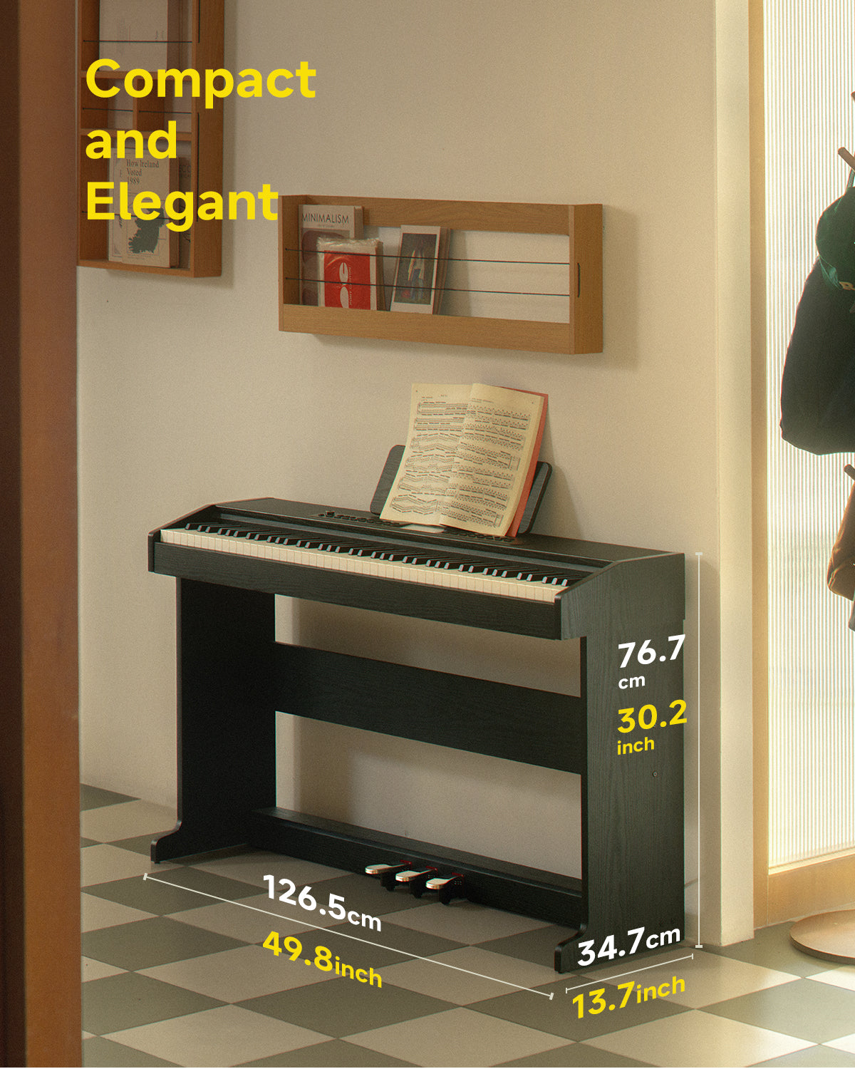 Donner DDP-95 88 Key Weighted Upright Digital Piano for Beginners White/Black-Black##