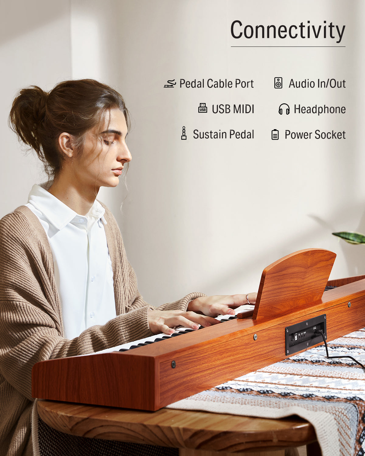 Donner DEP-1S 88 Key Beginner Digital Piano with X-Style Stand Portable Electric Keyboard with Sustain Peda, Natural Upgraded / Piano+Black Bench