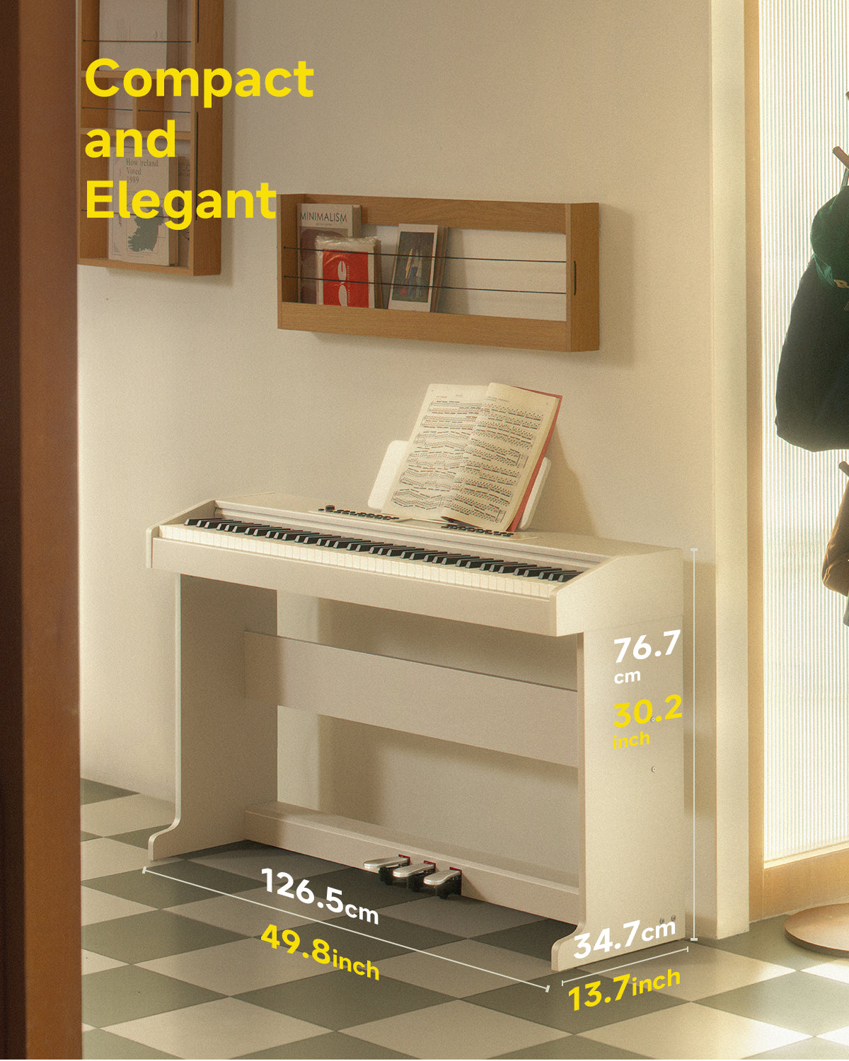 Donner DDP-95 88 Key Weighted Upright Digital Piano for Beginners White/Black-White##